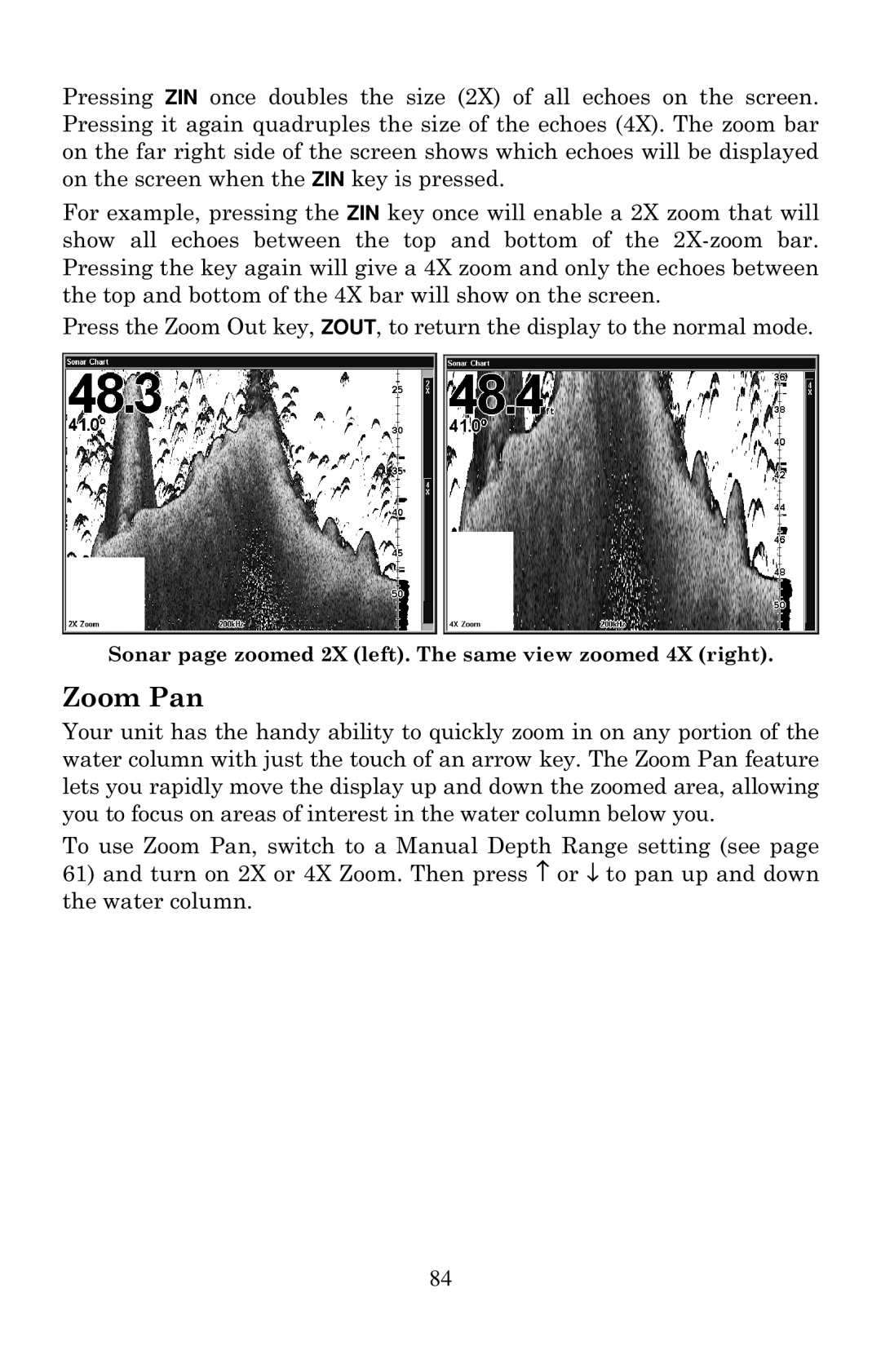 Eagle Electronics 2000 manual Zoom Pan 