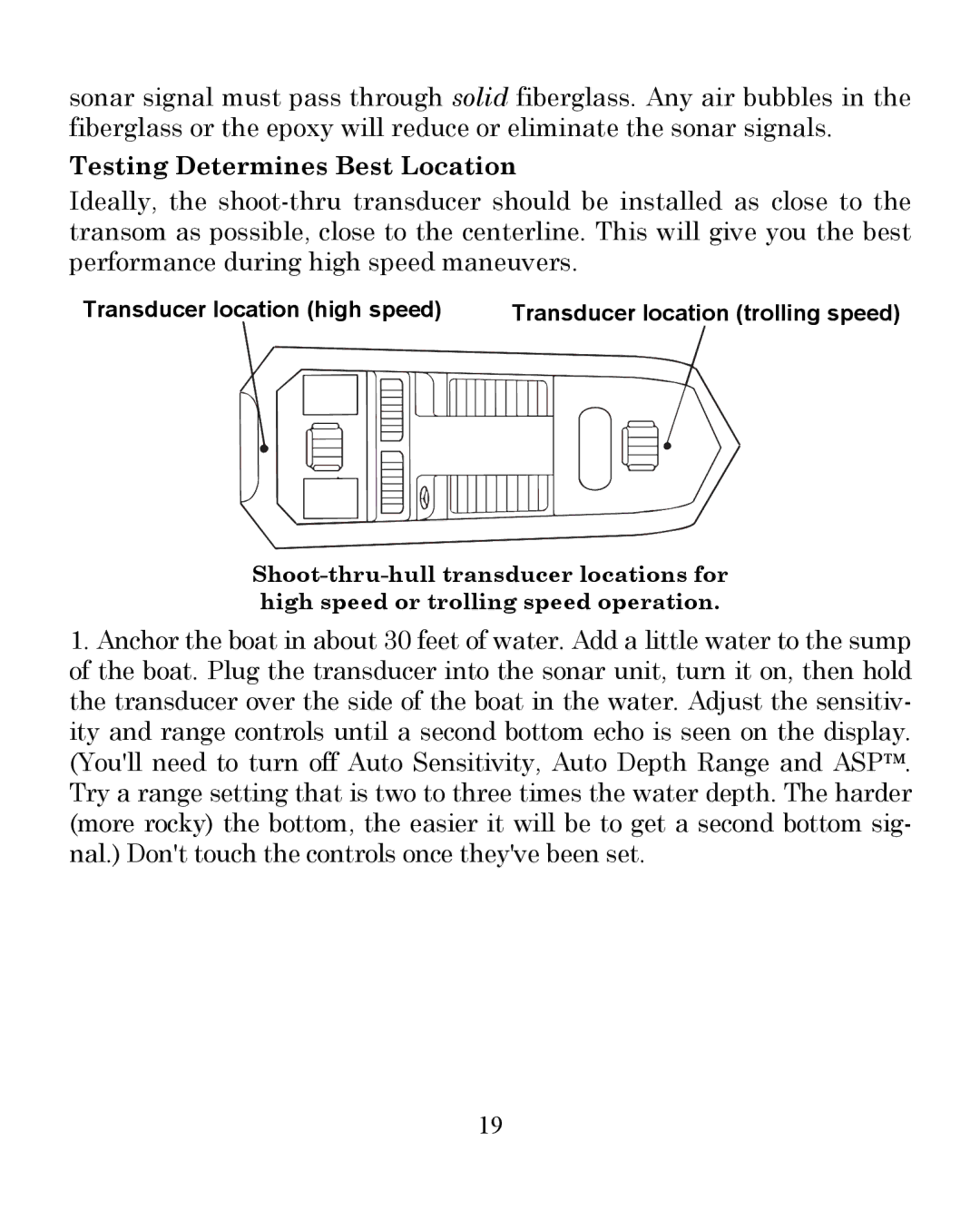 Eagle Electronics 242 manual Testing Determines Best Location 