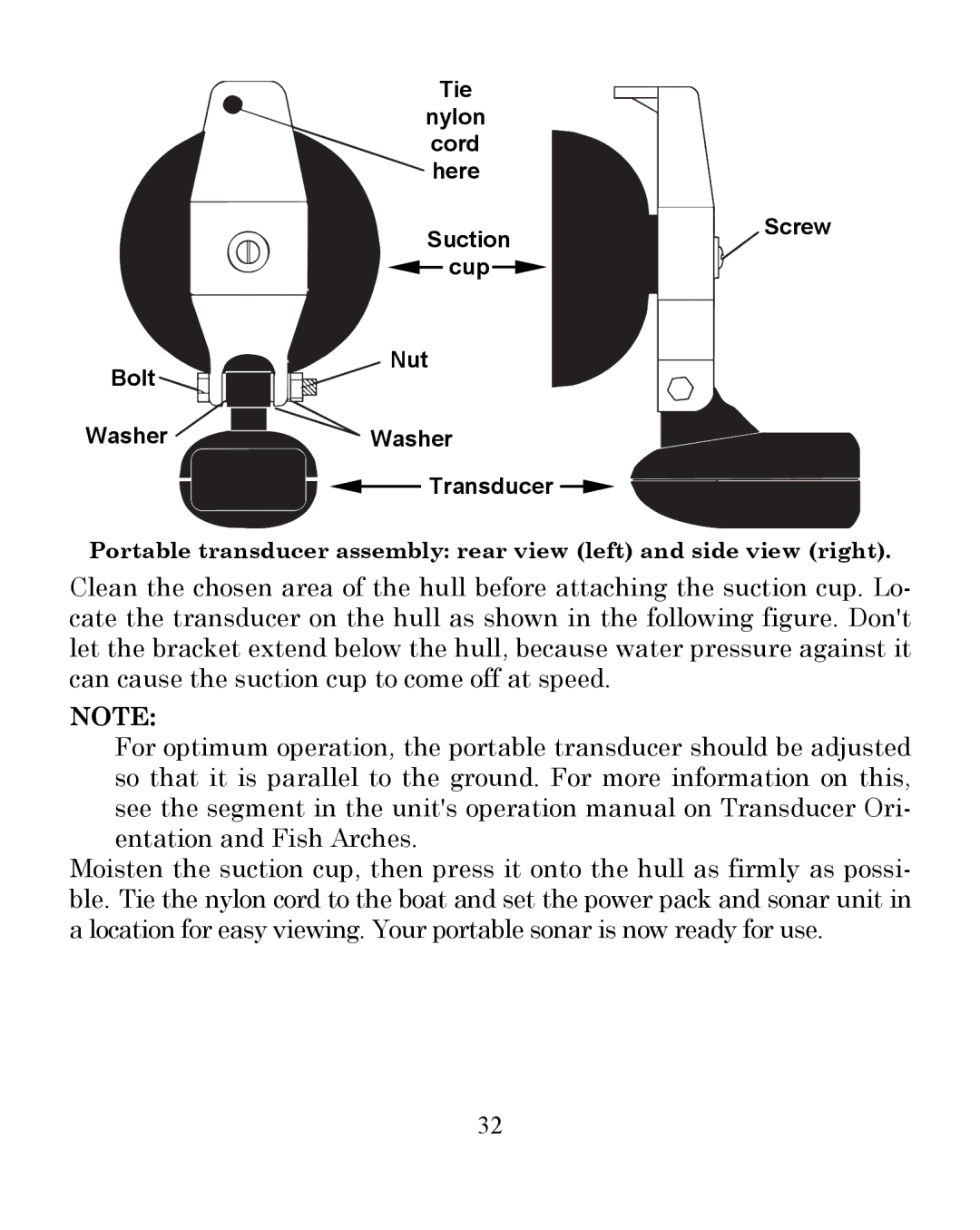 Eagle Electronics 242 manual Tie Nylon Cord here Suction 