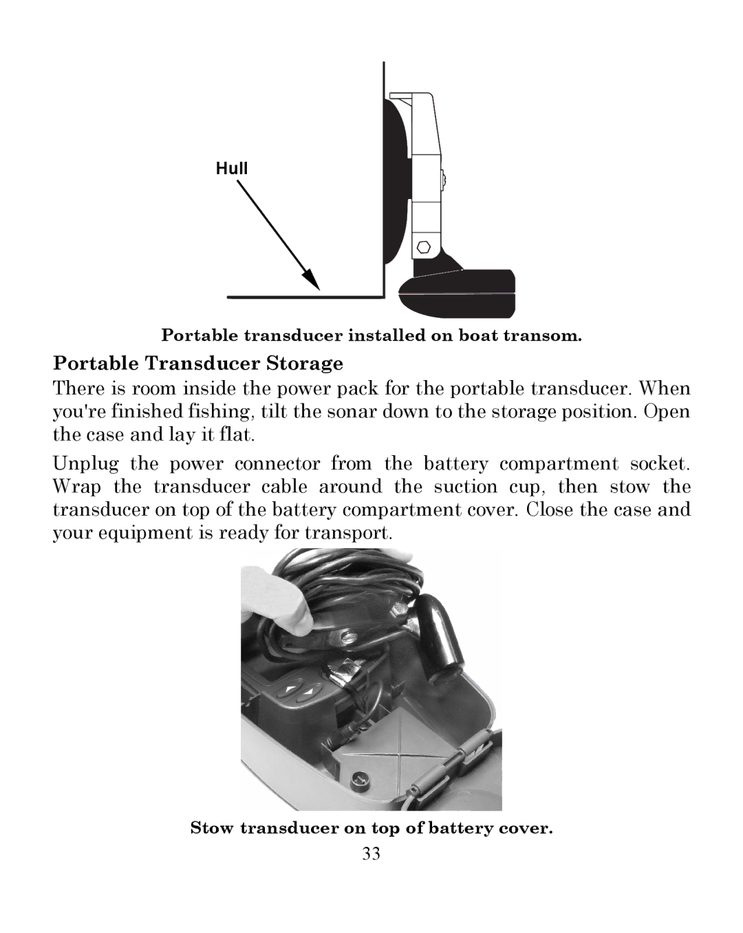 Eagle Electronics 242 manual Portable Transducer Storage 