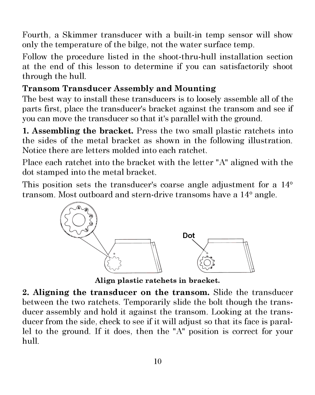 Eagle Electronics 245DS manual Transom Transducer Assembly and Mounting 