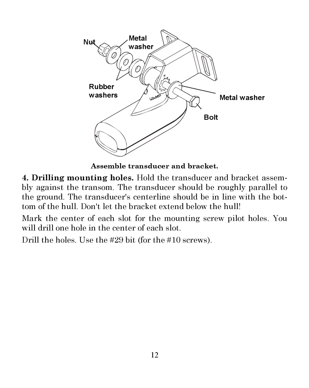 Eagle Electronics 245DS manual Assemble transducer and bracket 