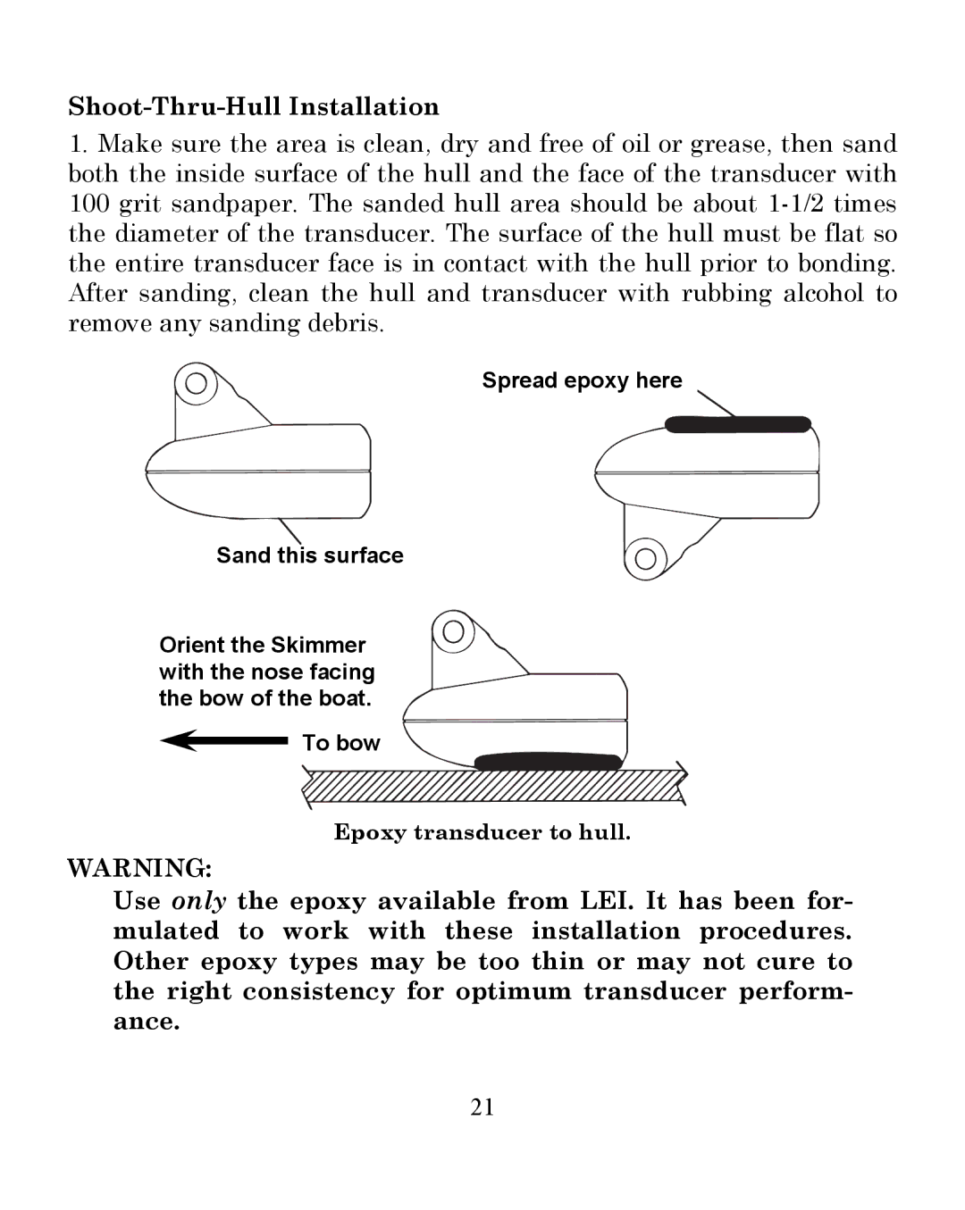 Eagle Electronics 245DS manual Shoot-Thru-Hull Installation 