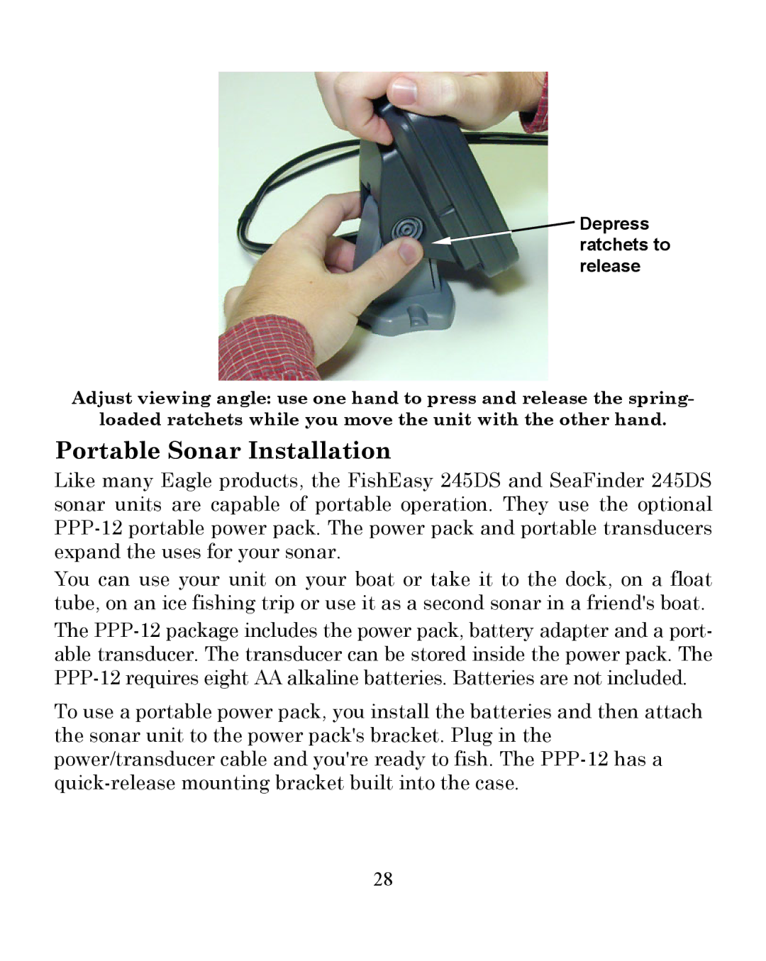 Eagle Electronics 245DS manual Portable Sonar Installation 