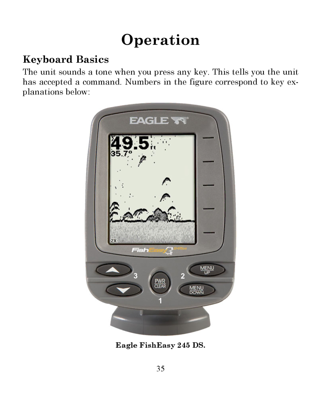 Eagle Electronics 245DS manual Operation, Keyboard Basics 