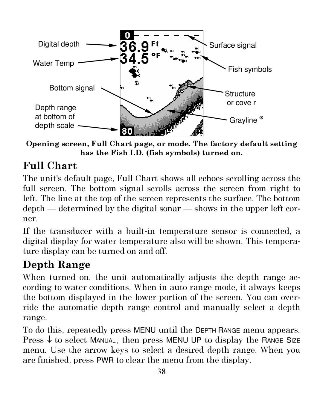 Eagle Electronics 245DS manual Full Chart, Depth Range 