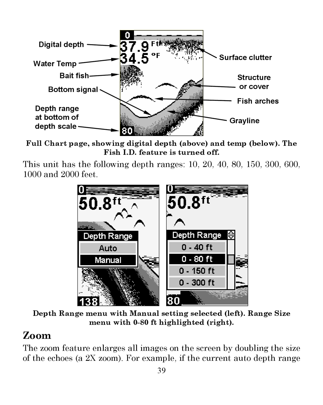 Eagle Electronics 245DS manual Zoom 