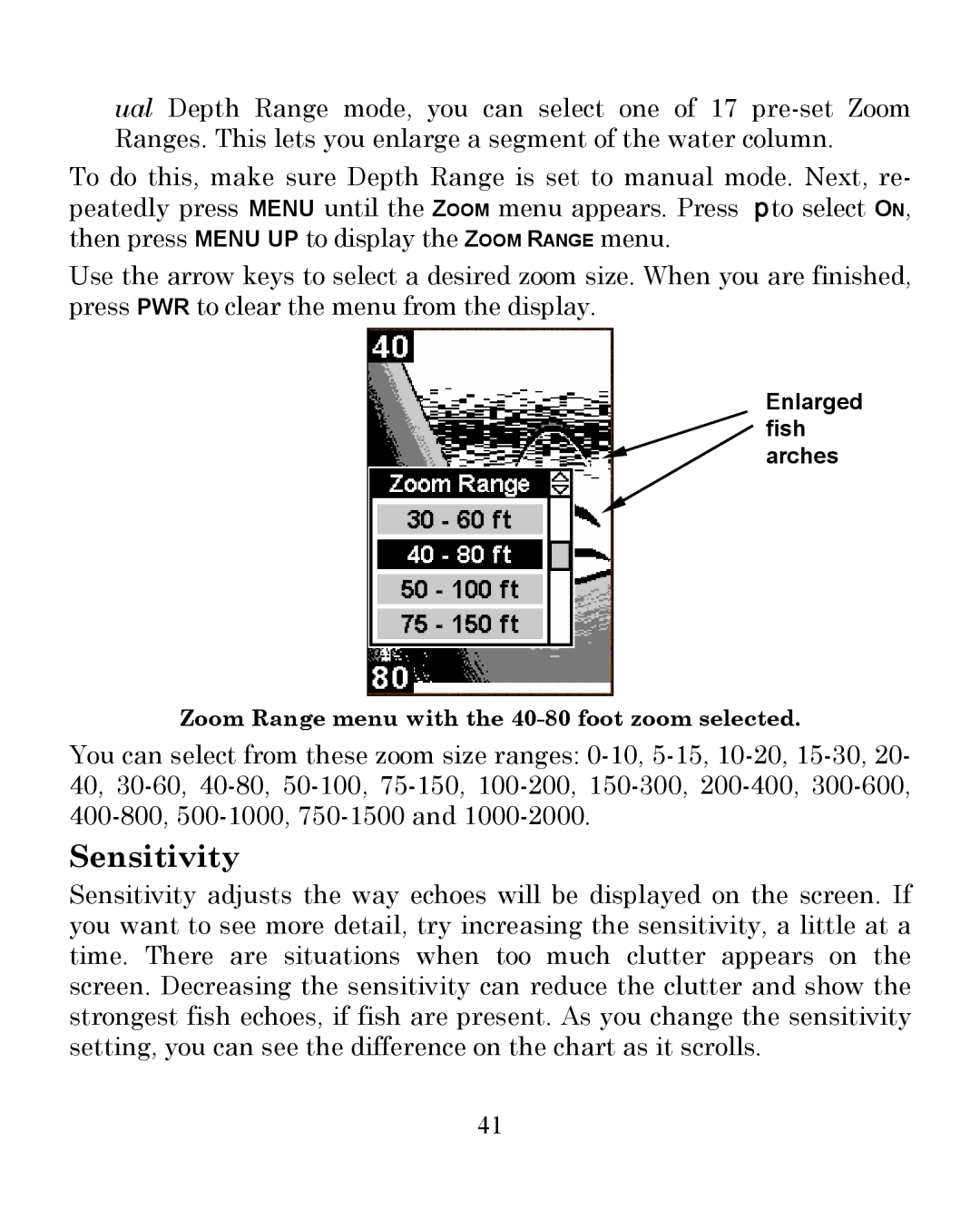 Eagle Electronics 245DS manual Sensitivity 