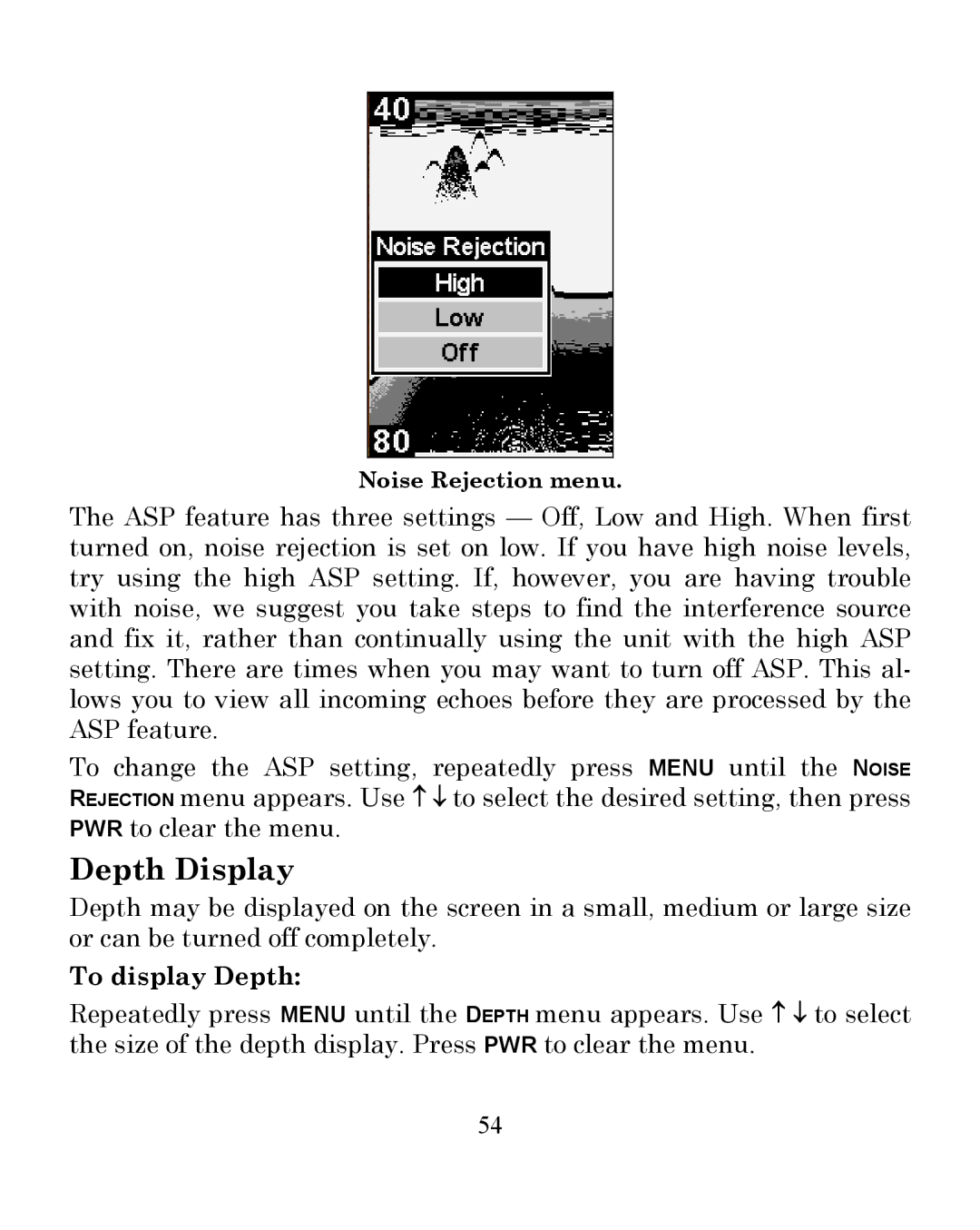 Eagle Electronics 245DS manual Depth Display, To display Depth 