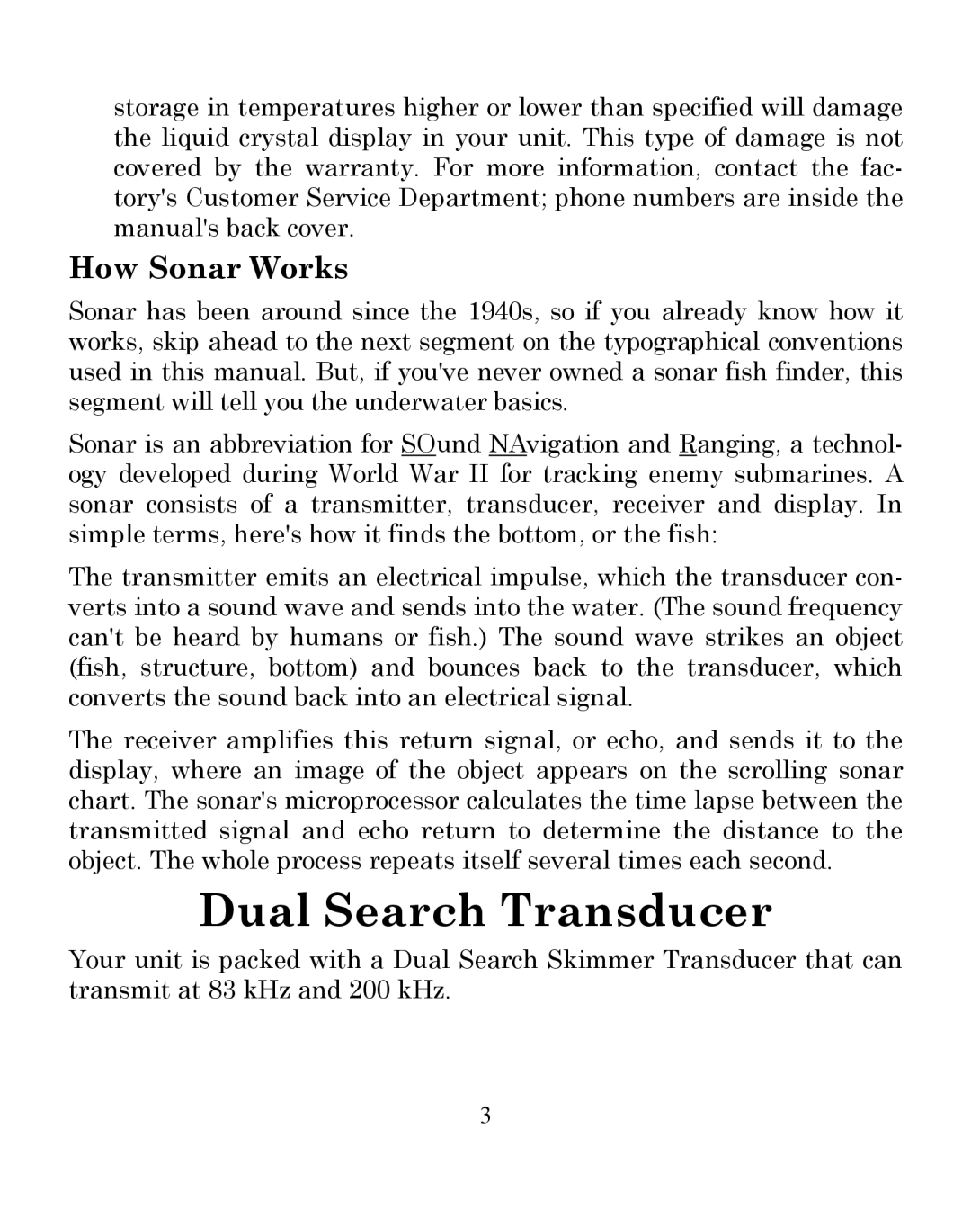 Eagle Electronics 245DS manual Dual Search Transducer, How Sonar Works 