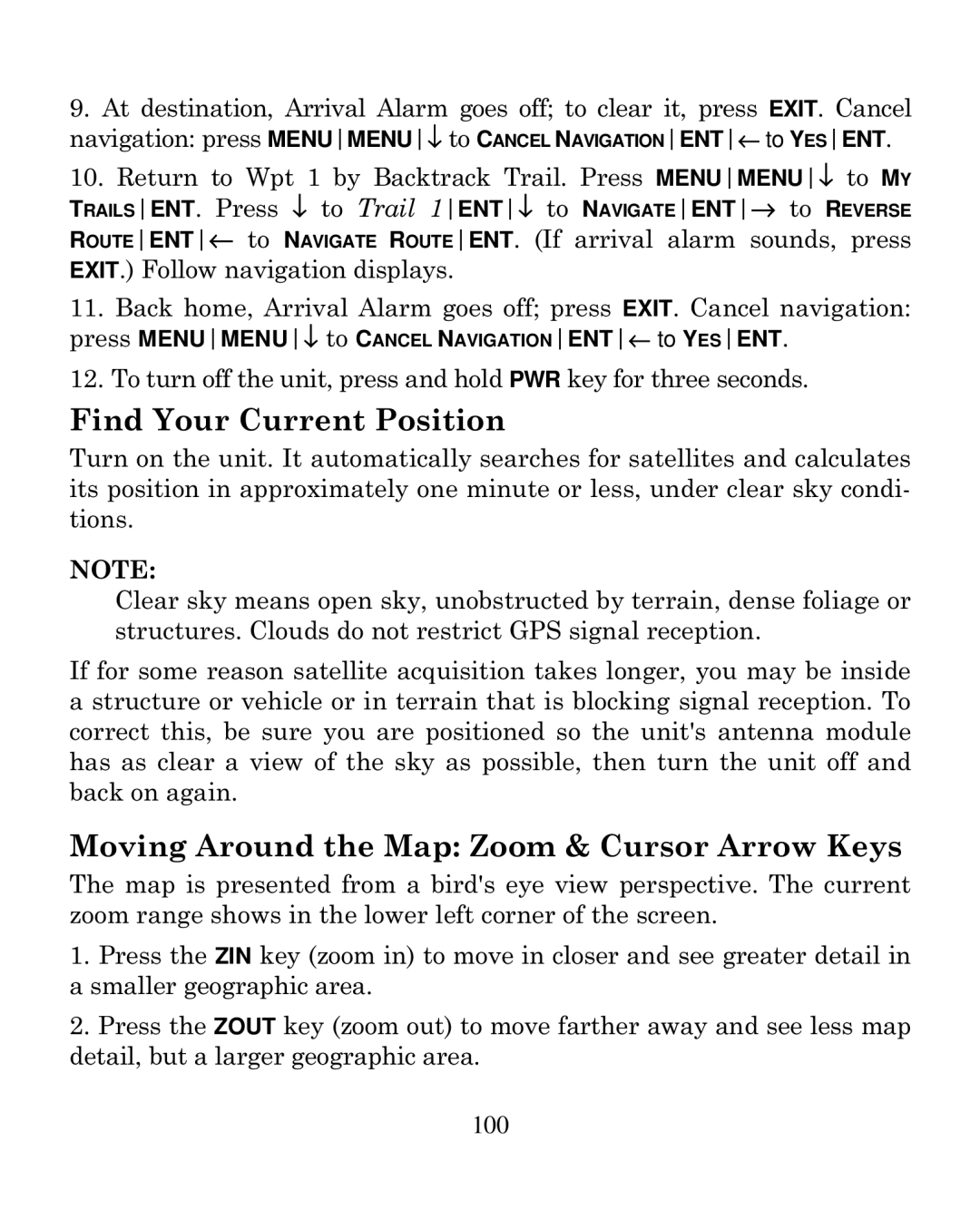 Eagle Electronics 250i manual Find Your Current Position, Moving Around the Map Zoom & Cursor Arrow Keys 