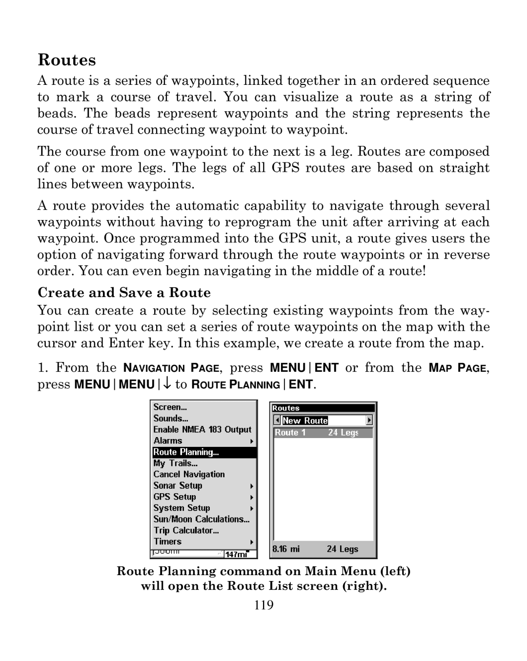 Eagle Electronics 250i manual Routes, Create and Save a Route 