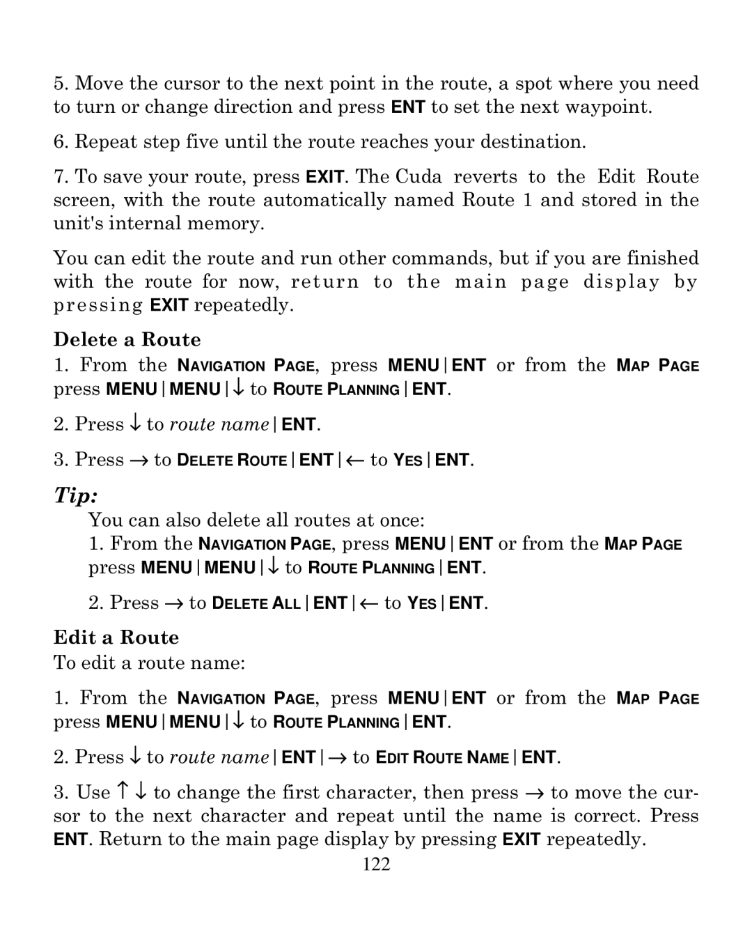 Eagle Electronics 250i manual Delete a Route, Edit a Route 