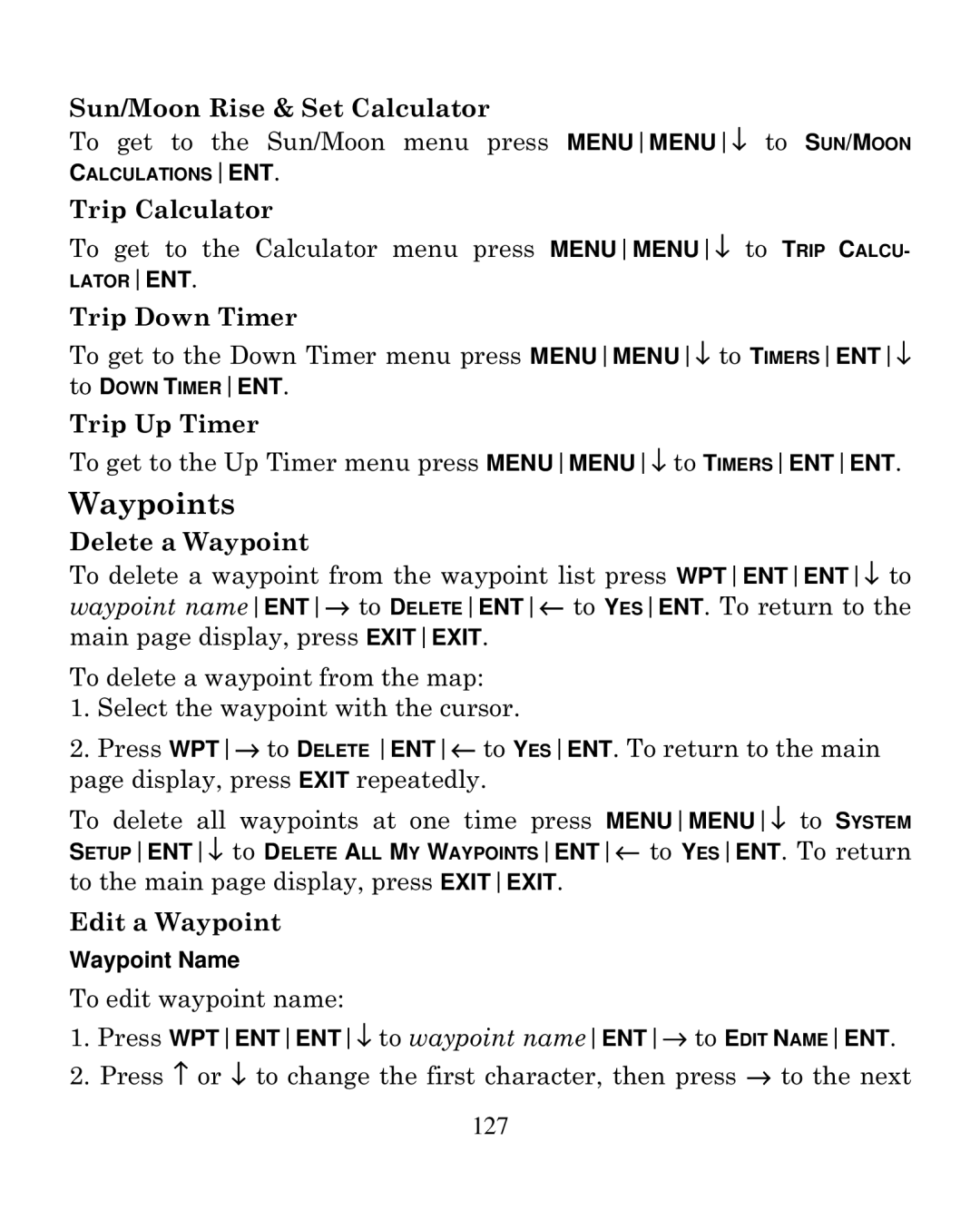 Eagle Electronics 250i manual Waypoints 