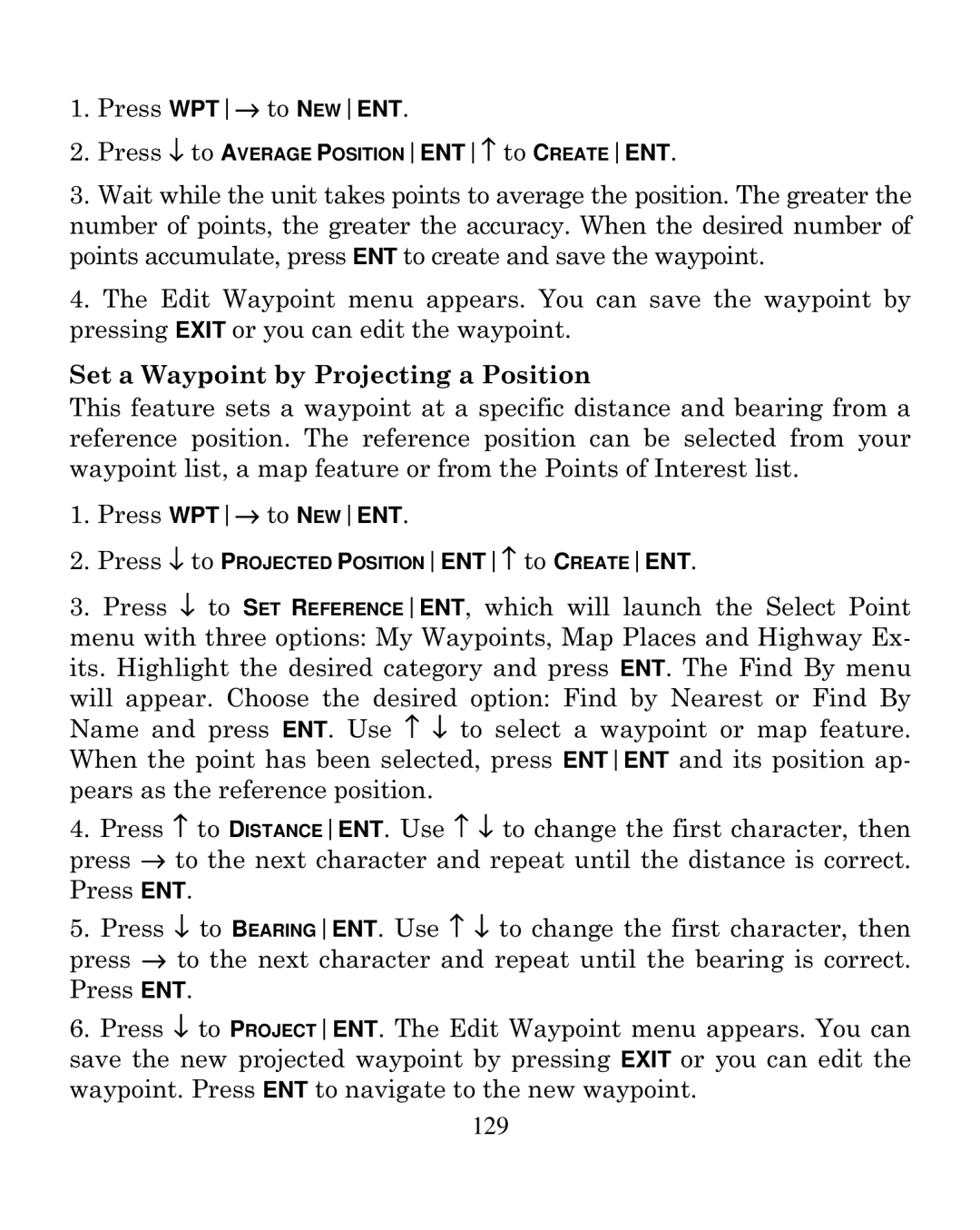 Eagle Electronics 250i manual Set a Waypoint by Projecting a Position 