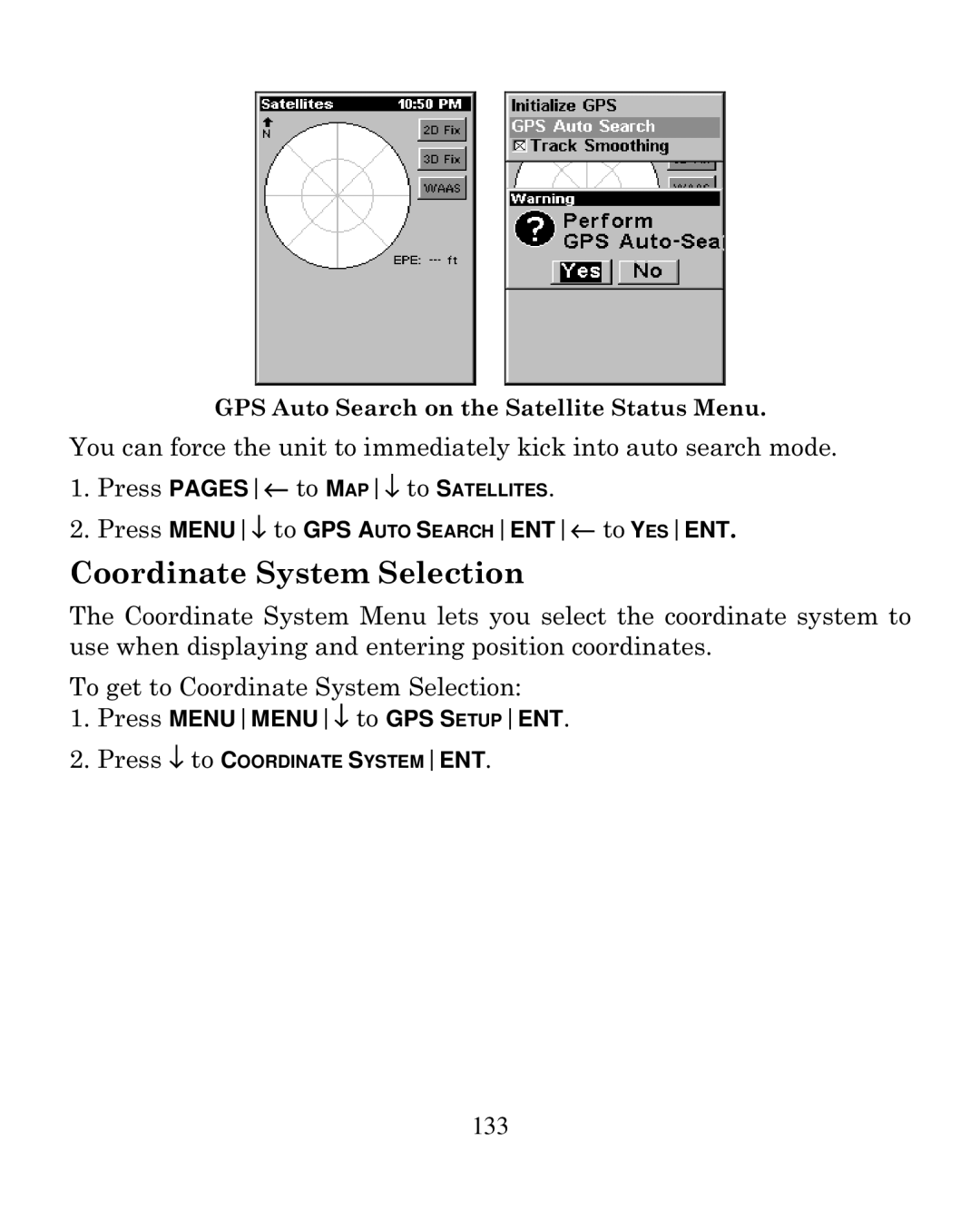 Eagle Electronics 250i manual Coordinate System Selection 