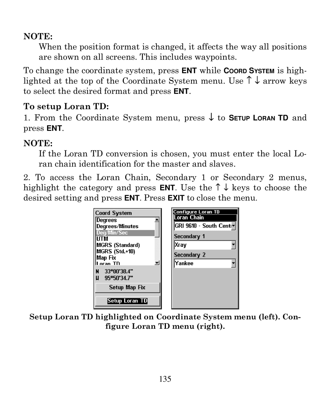 Eagle Electronics 250i manual To setup Loran TD, Figure Loran TD menu right 