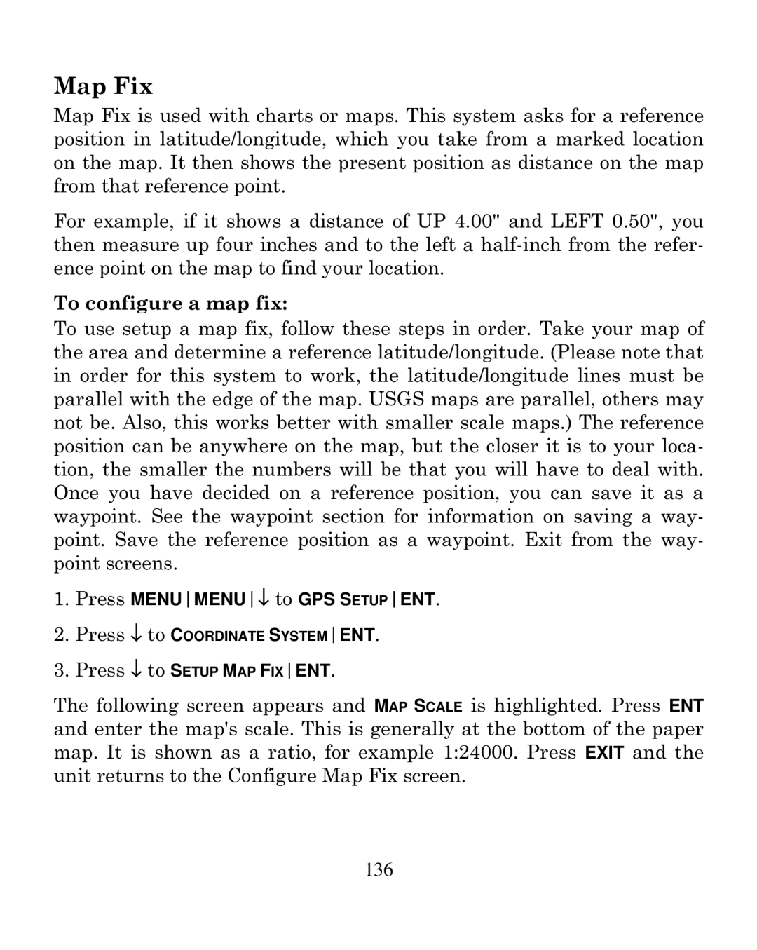 Eagle Electronics 250i manual Map Fix, To configure a map fix 