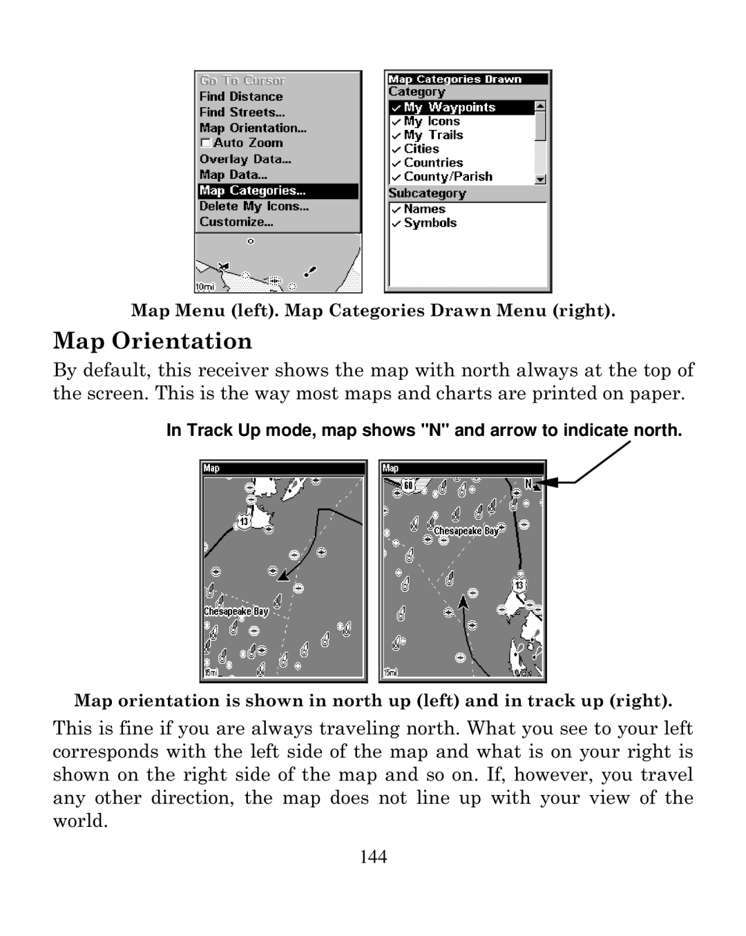 Eagle Electronics 250i manual Map Orientation 