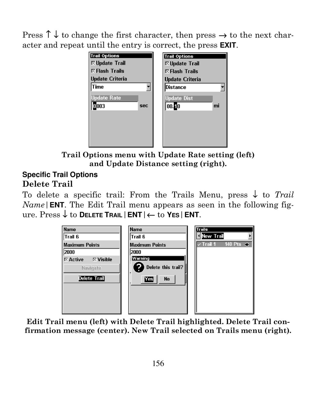 Eagle Electronics 250i manual Delete Trail 