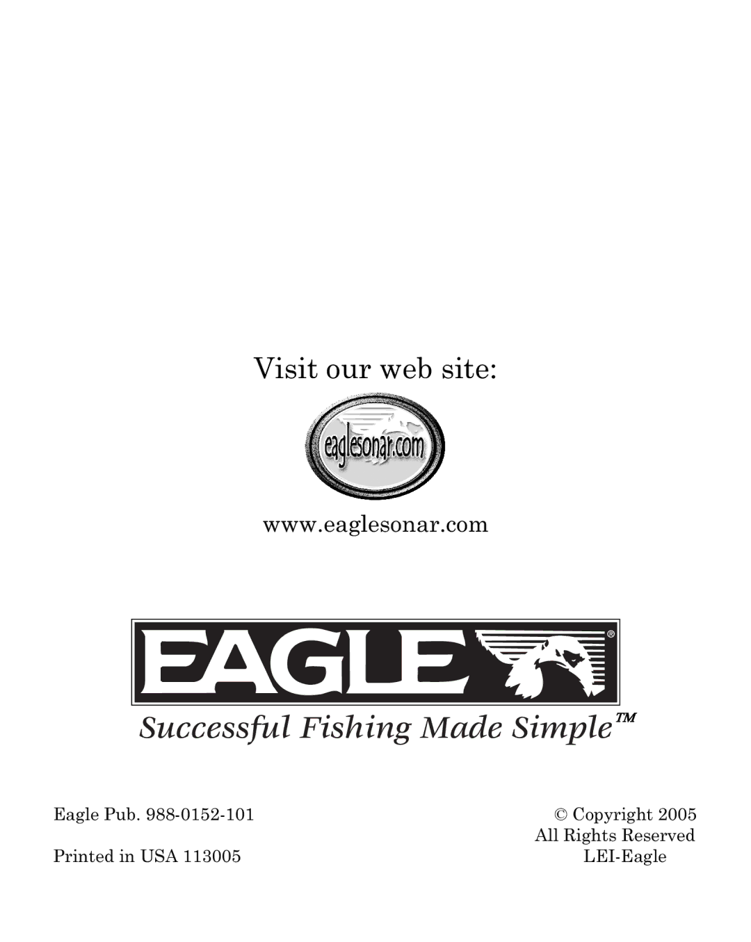 Eagle Electronics 250i manual Visit our web site 