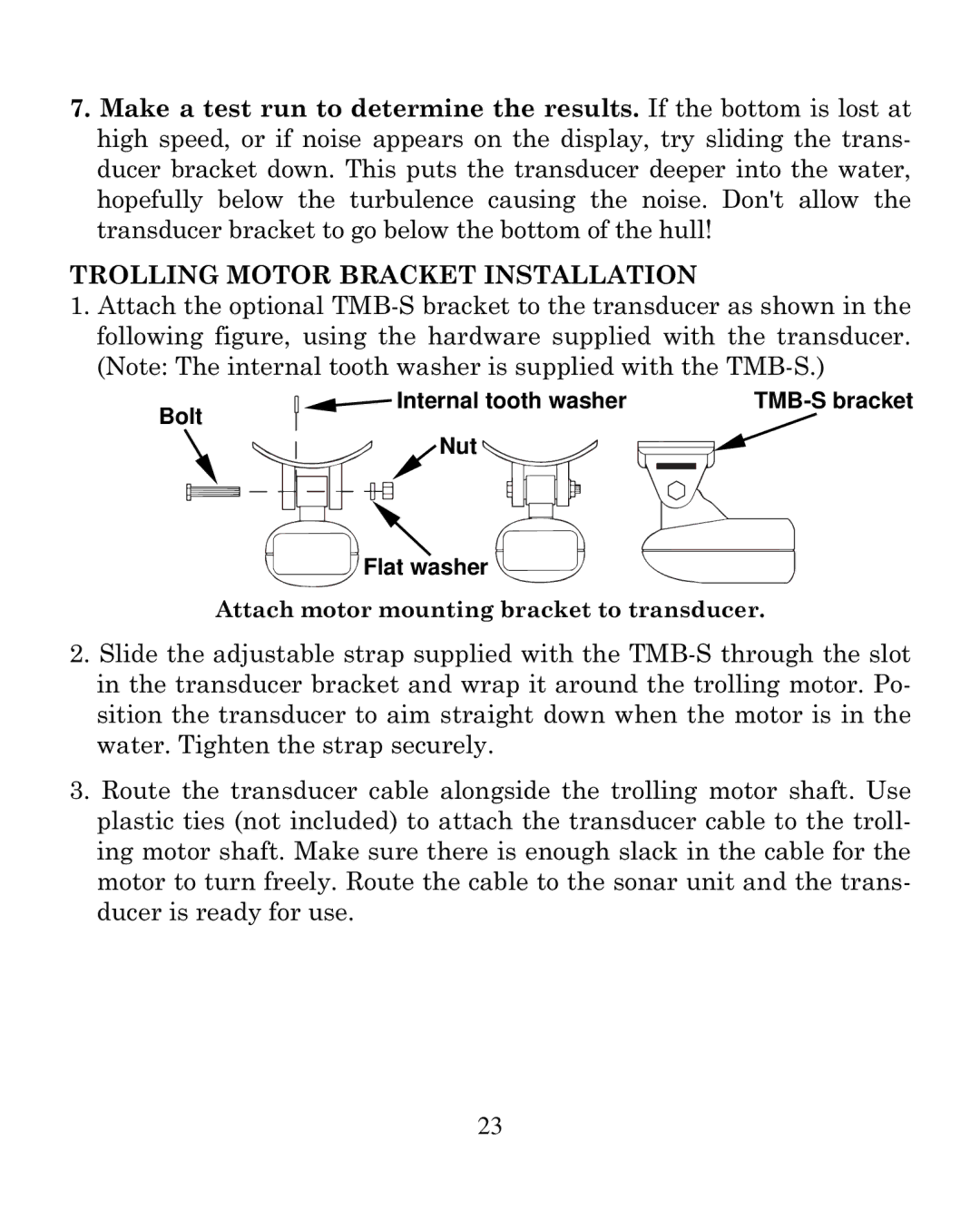 Eagle Electronics 250i manual Trolling Motor Bracket Installation 