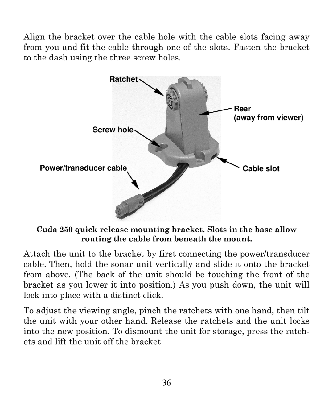 Eagle Electronics 250i manual Ratchet Rear 