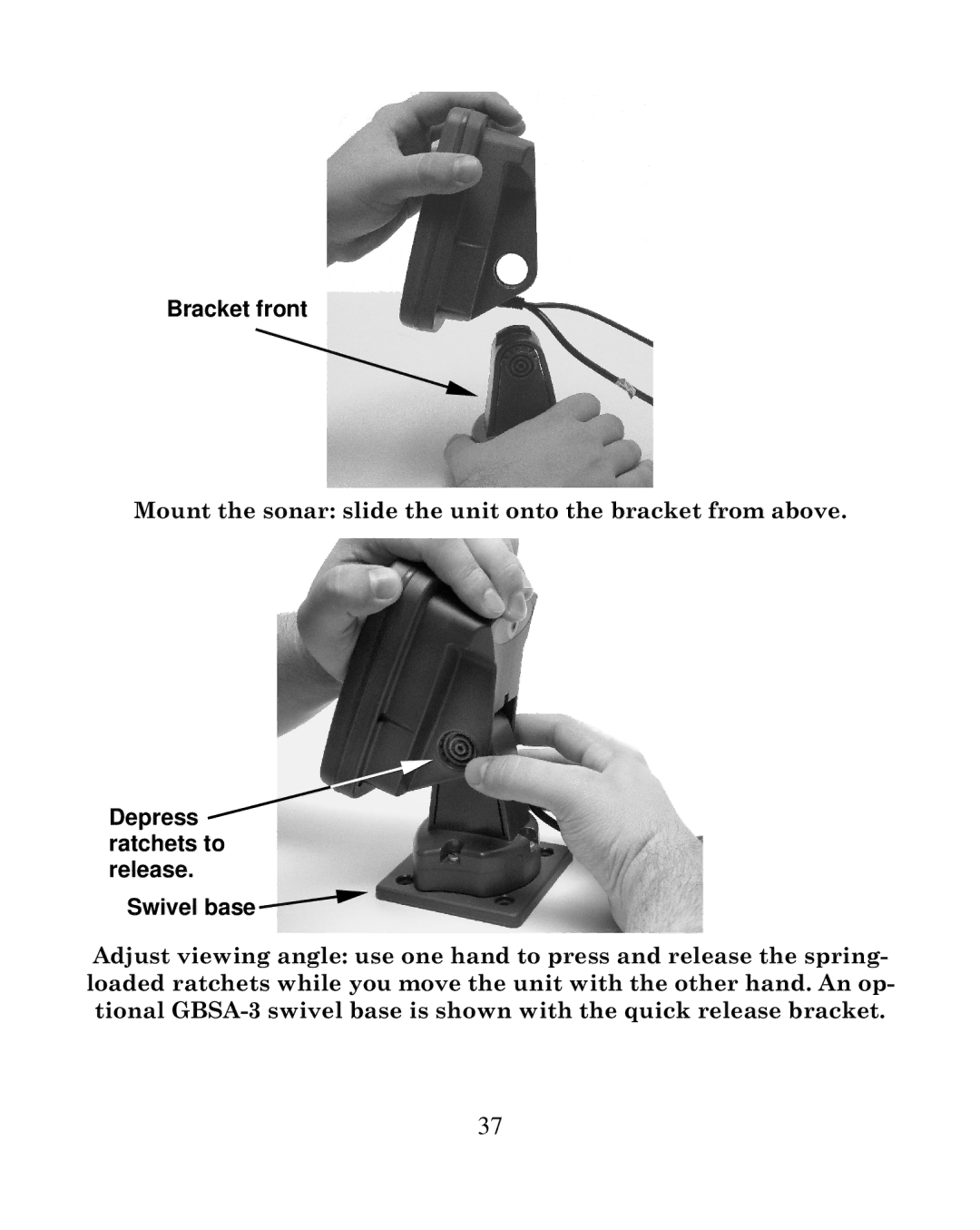 Eagle Electronics 250i manual Bracket front 