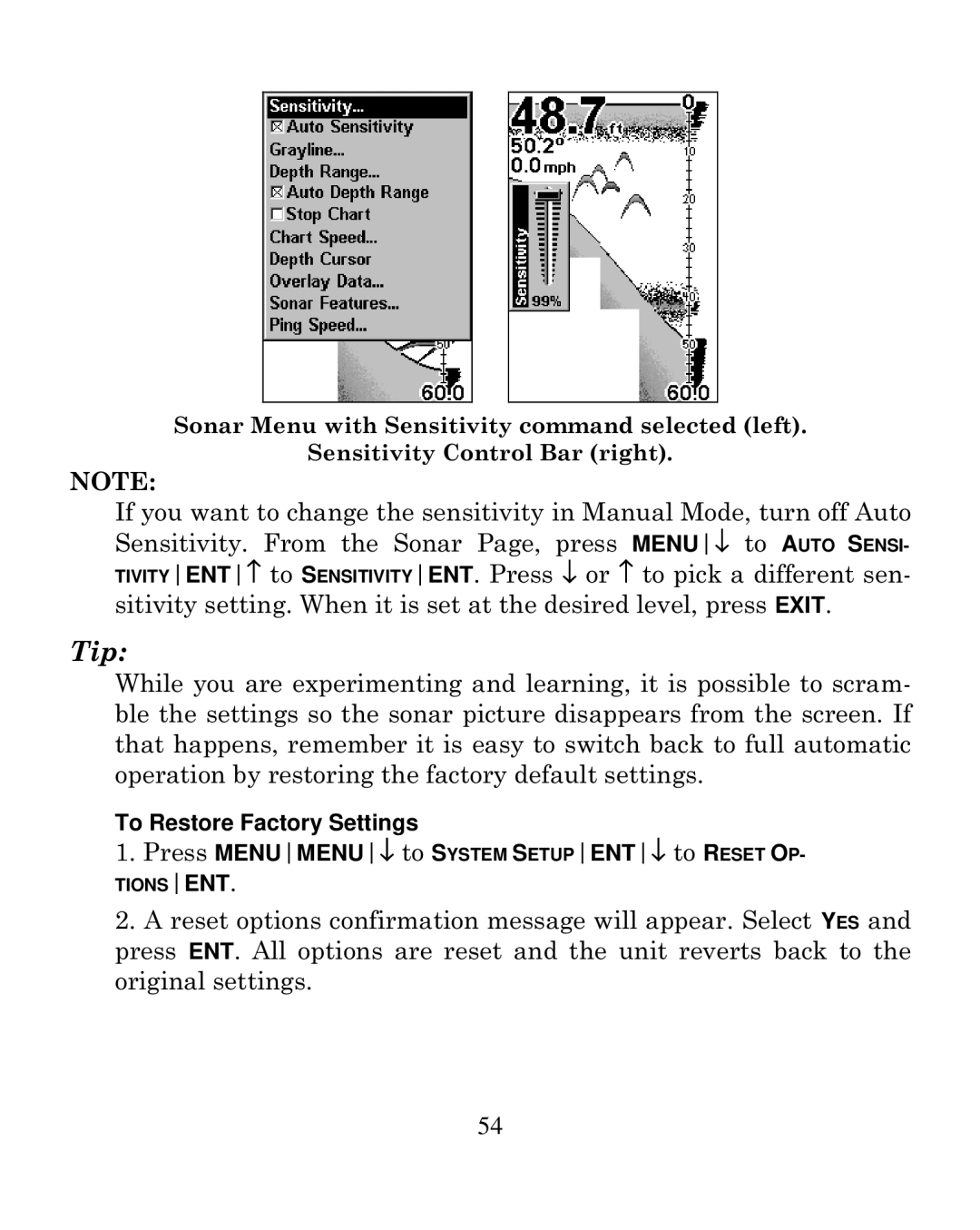 Eagle Electronics 250i manual Tip 