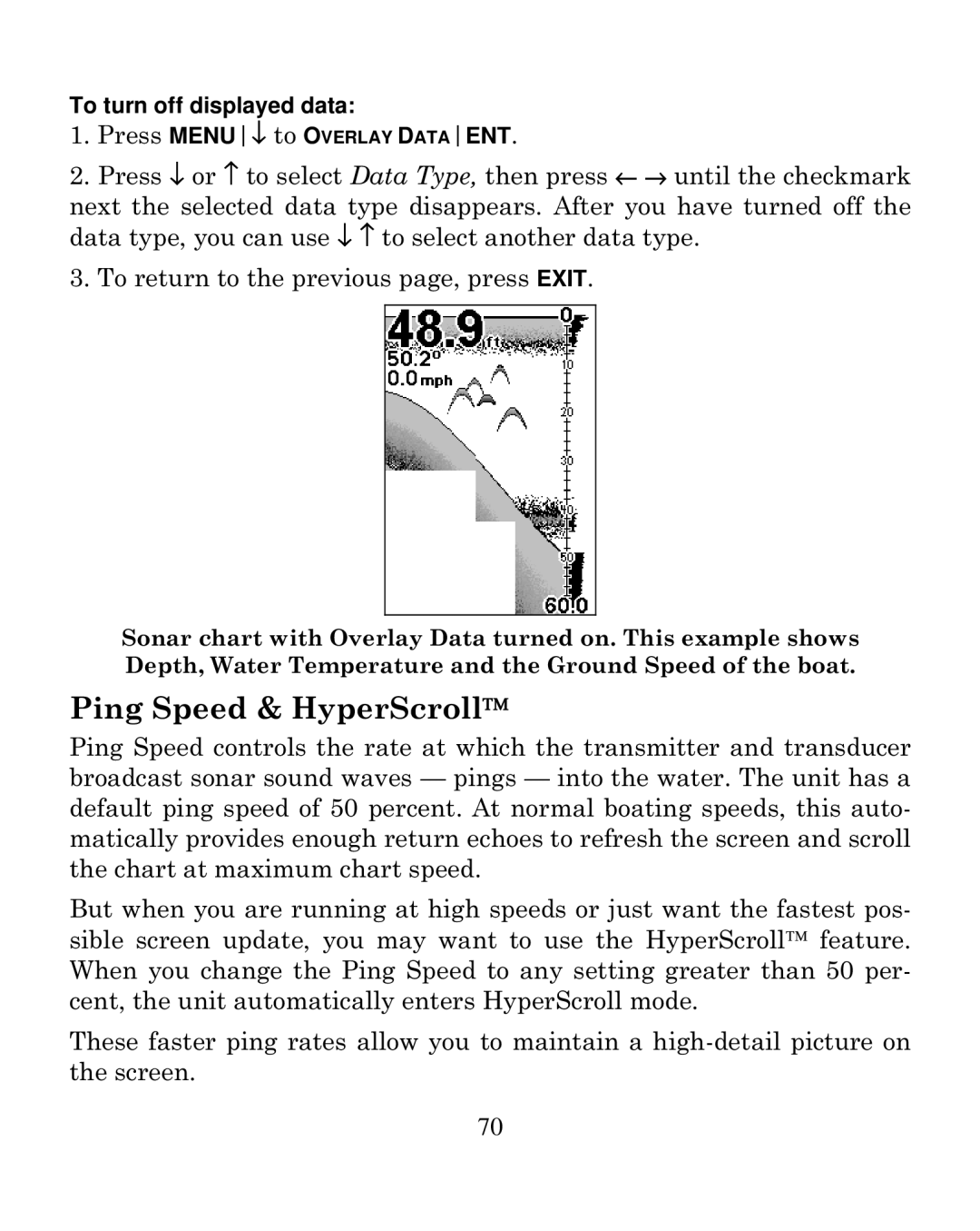 Eagle Electronics 250i manual Ping Speed & HyperScroll 