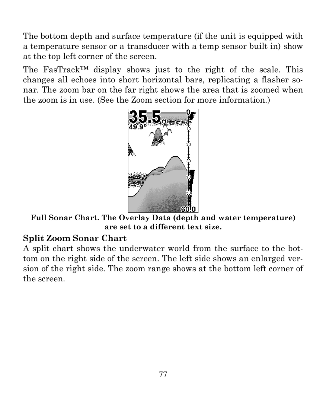 Eagle Electronics 250i manual Split Zoom Sonar Chart 