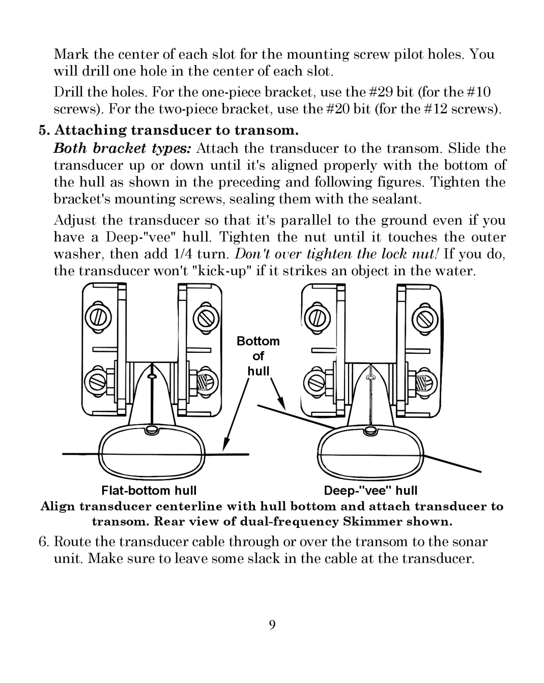 Eagle Electronics 300 manual Attaching transducer to transom 