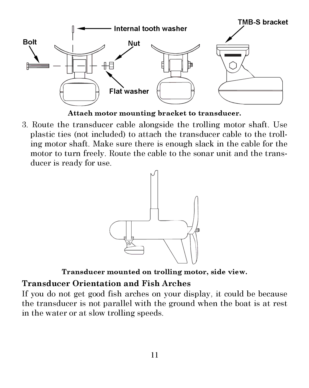 Eagle Electronics 300 manual Transducer Orientation and Fish Arches 