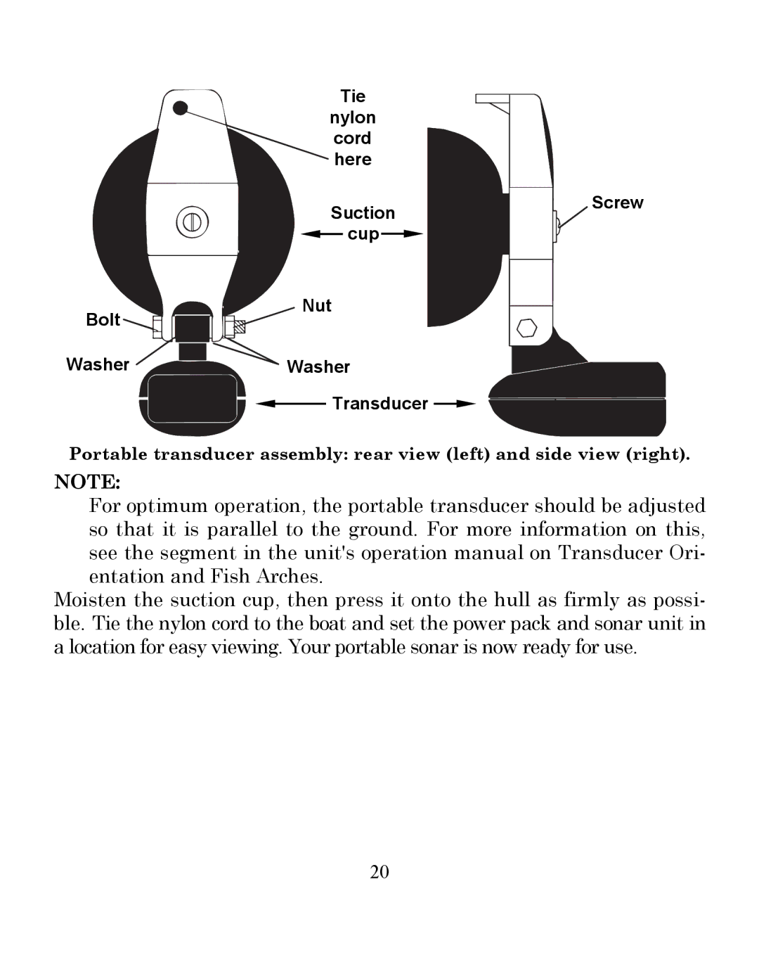 Eagle Electronics 300 manual Tie Nylon Cord here Suction 