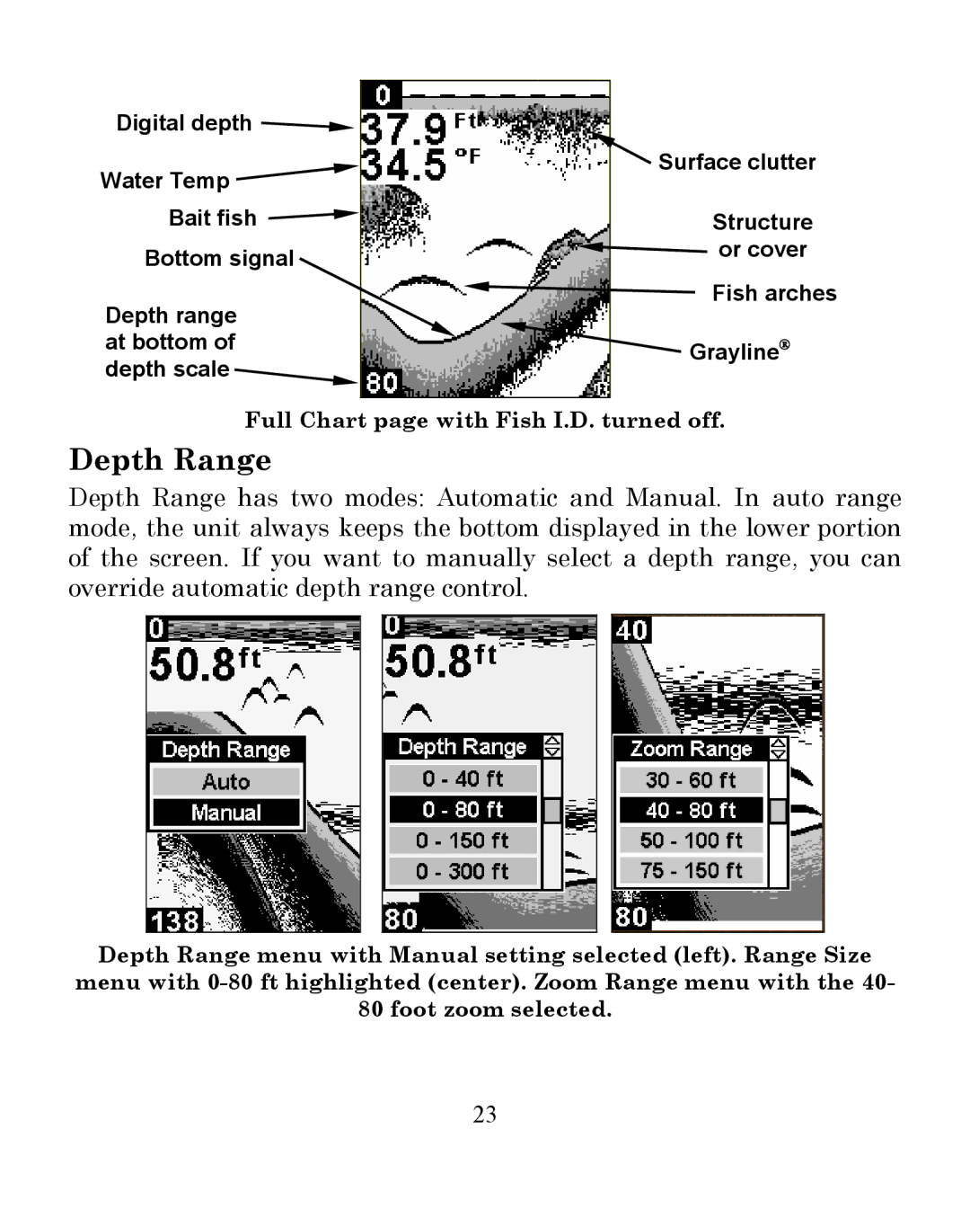 Eagle Electronics 300 manual Depth Range 