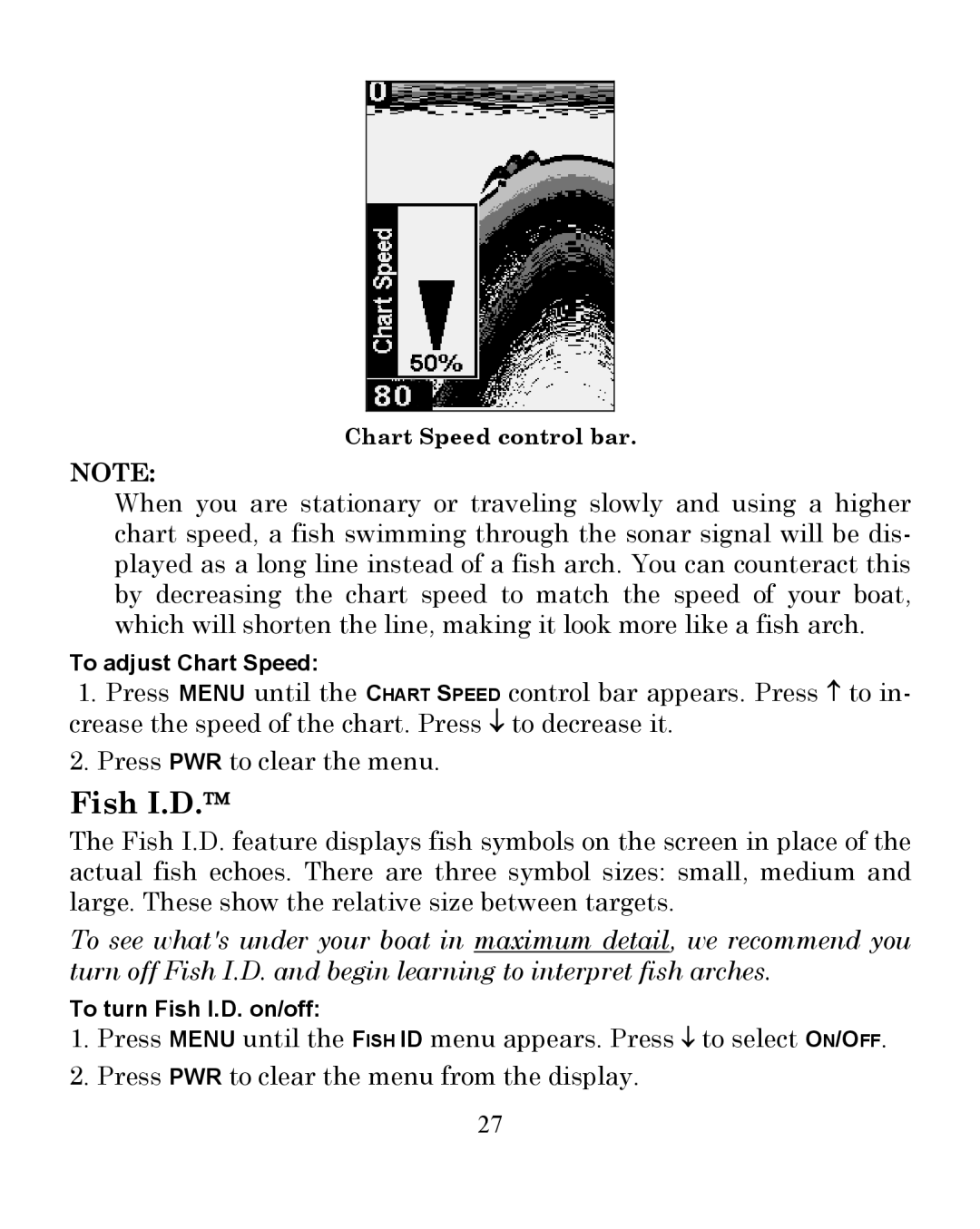 Eagle Electronics 300 manual Fish I.D 