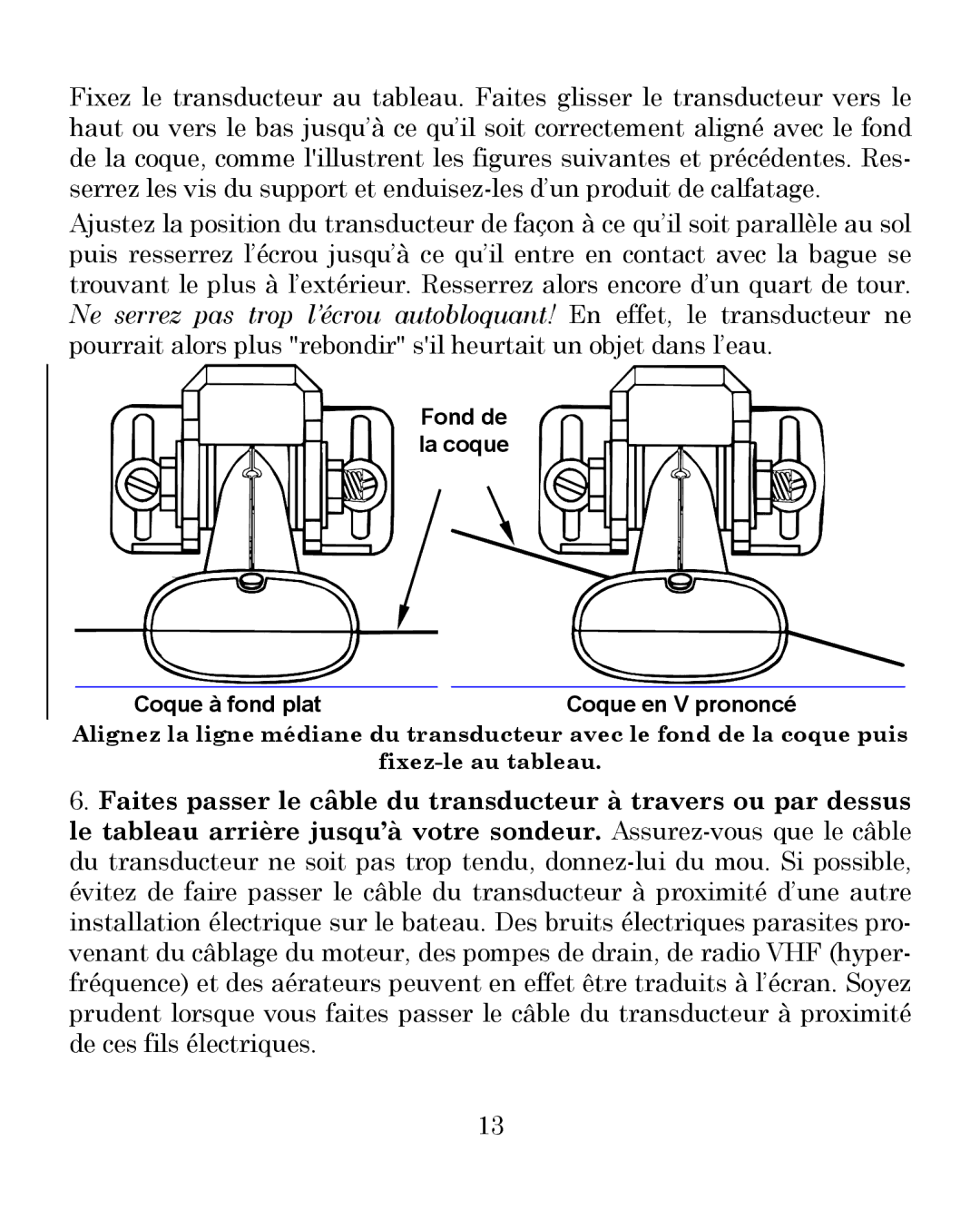 Eagle Electronics 300 manual Fond de la coque Coque à fond platCoque en V prononcé 