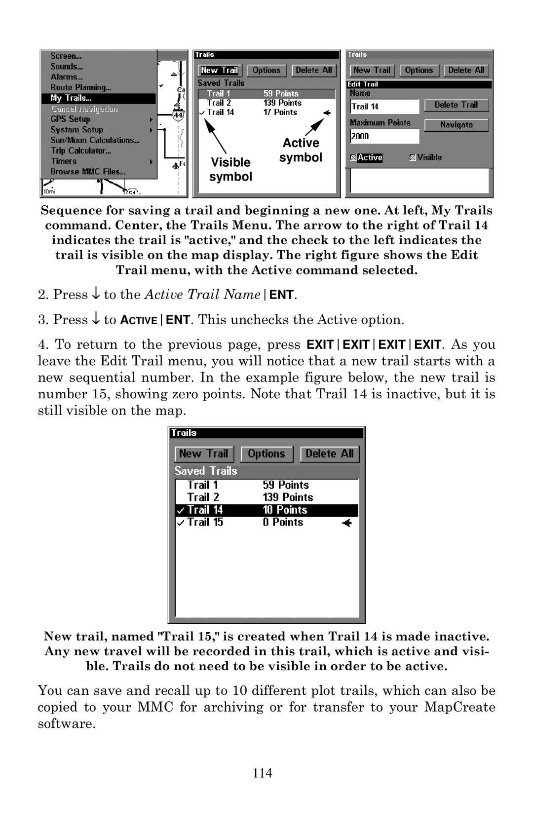 Eagle Electronics 320, 320DF manual Visible symbol Active Symbol 