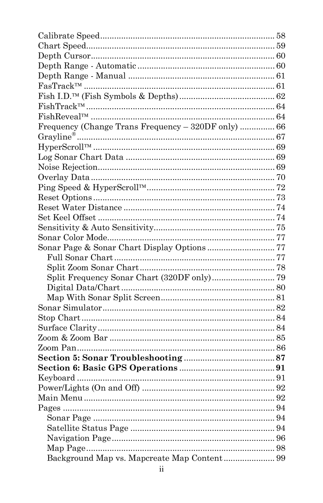 Eagle Electronics 320, 320DF manual Fish I.D. Fish Symbols & Depths, Frequency Change Trans Frequency 320DF only 