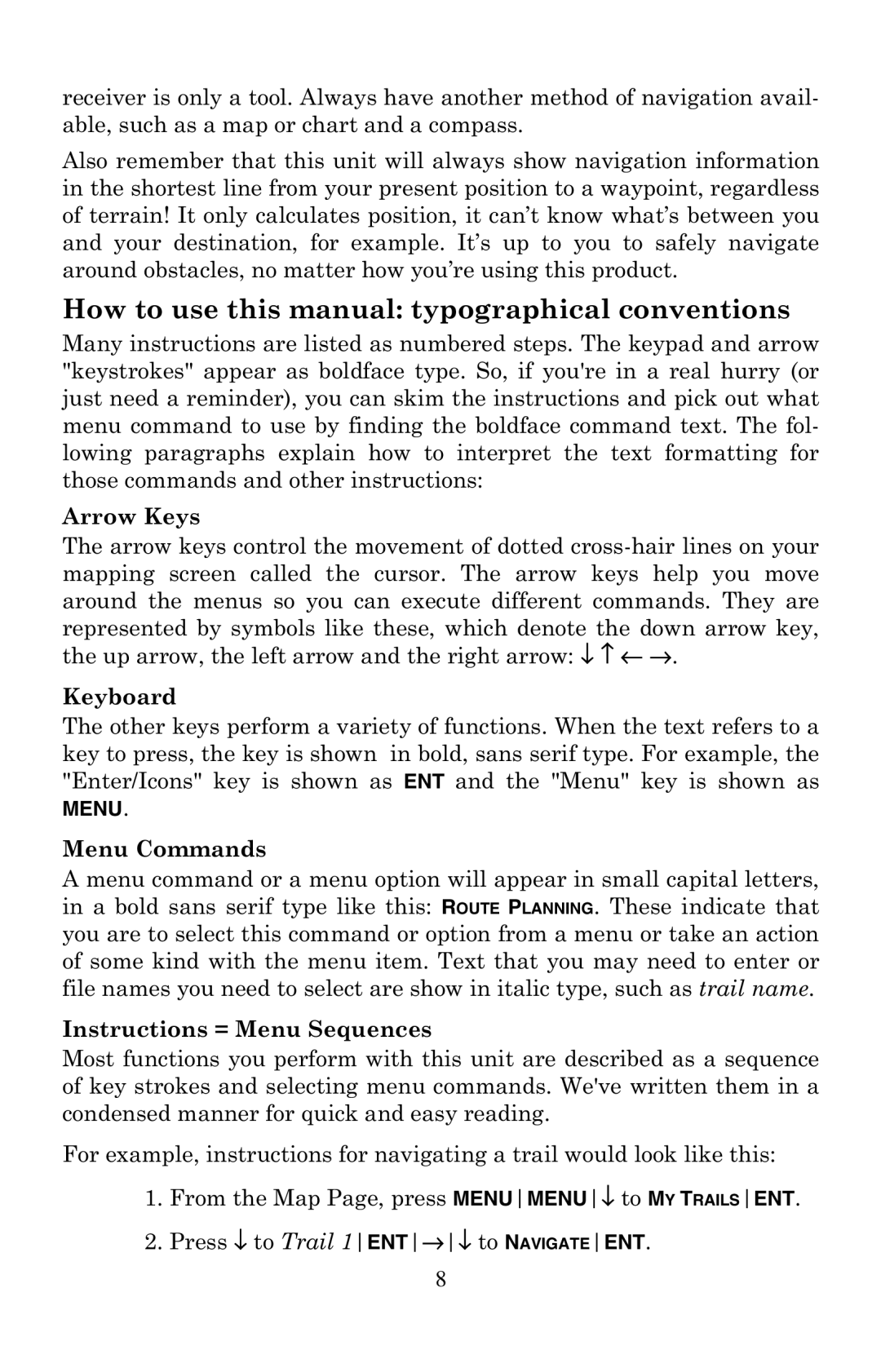 Eagle Electronics 320 How to use this manual typographical conventions 