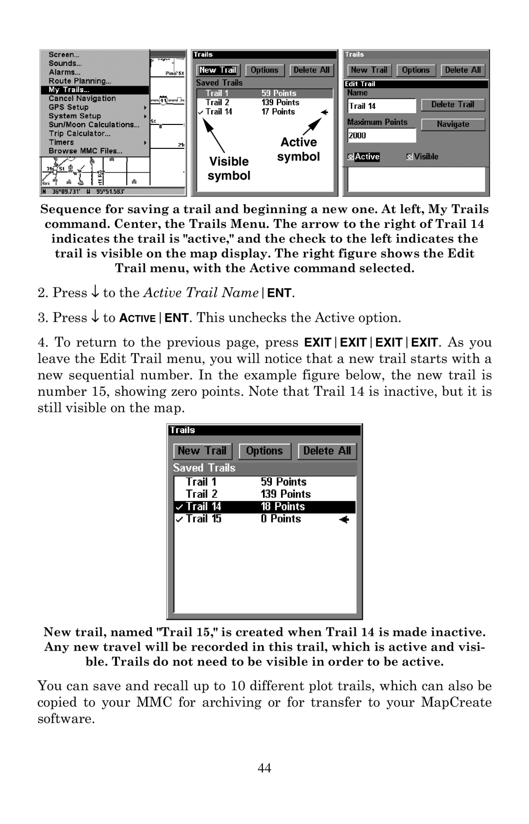 Eagle Electronics 320 manual Visible symbol Active Symbol 