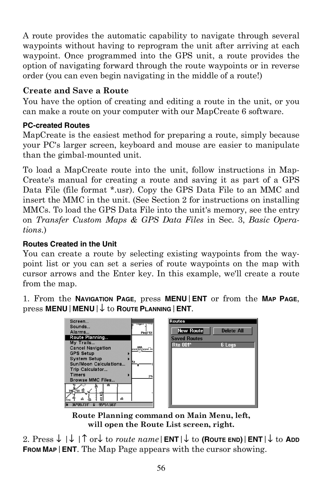 Eagle Electronics 320 manual PC-created Routes 