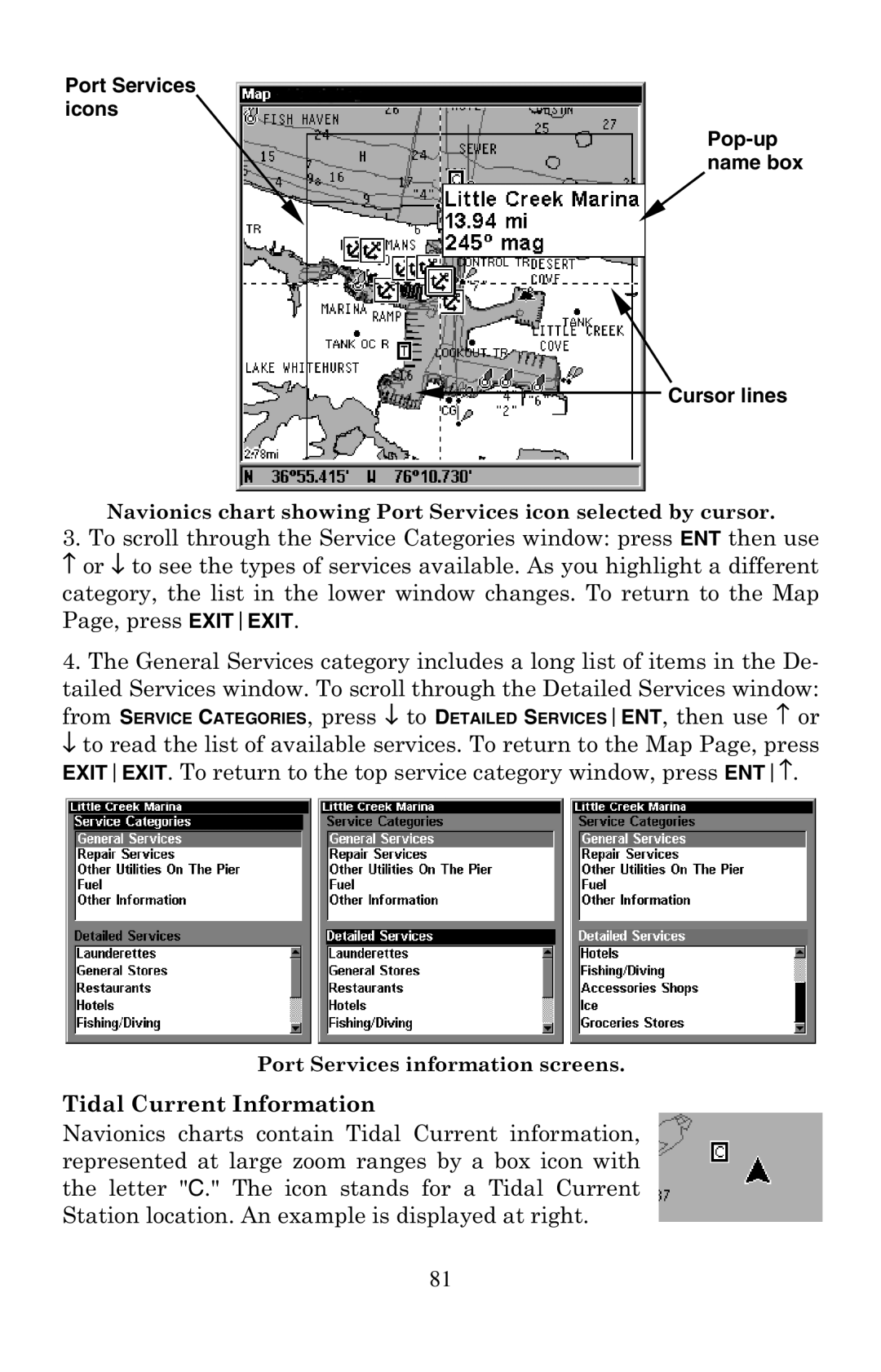 Eagle Electronics 320 manual Tidal Current Information 