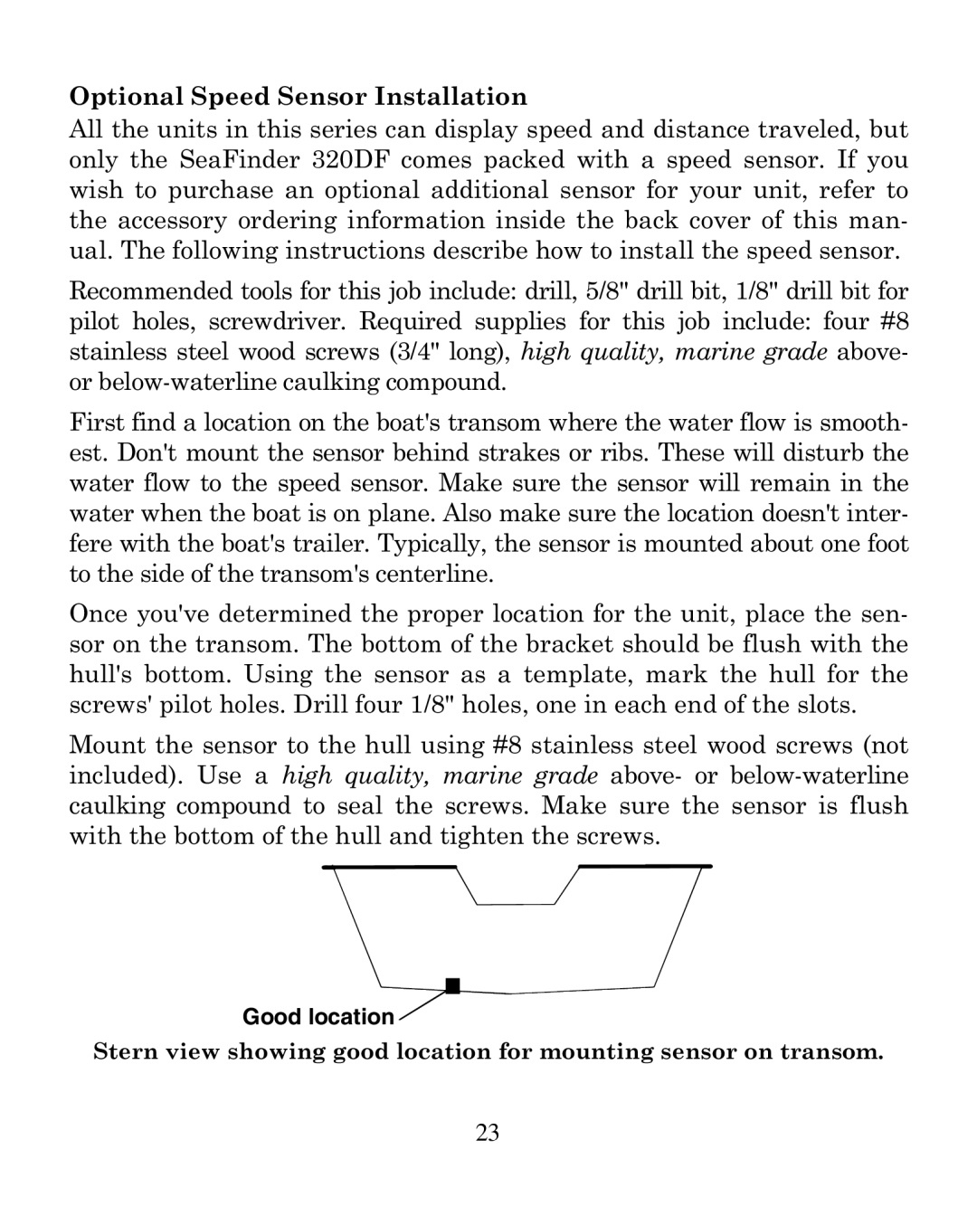 Eagle Electronics 320 manual Good location 