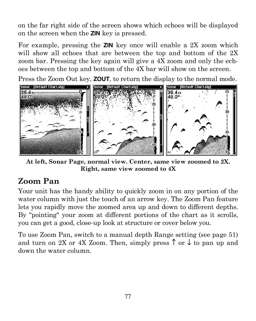 Eagle Electronics 320 manual Zoom Pan 