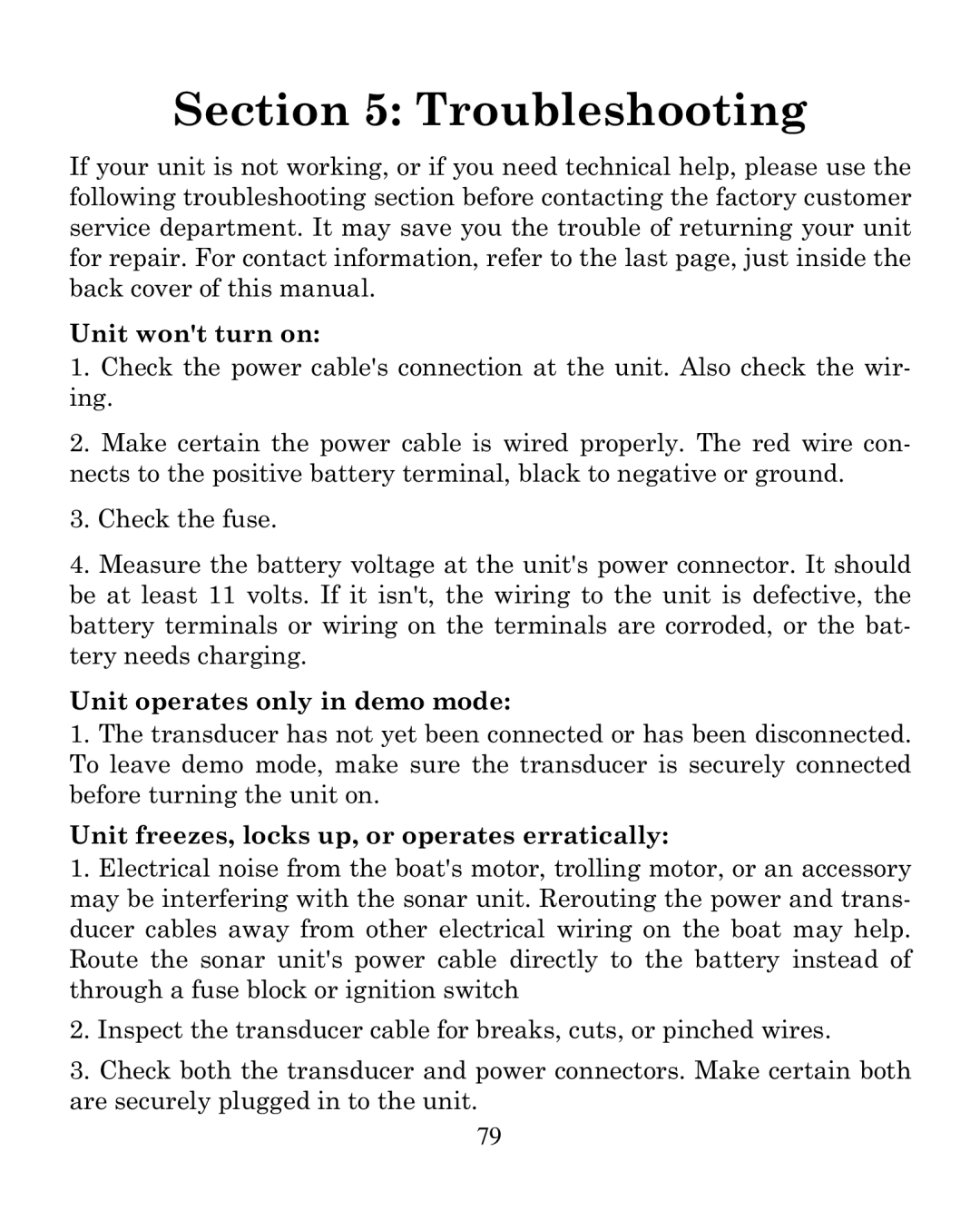 Eagle Electronics 320 manual Troubleshooting 