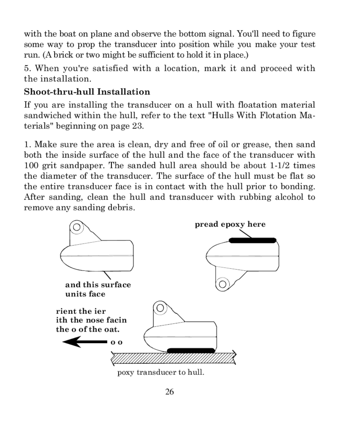 Eagle Electronics 320C manual Epoxy transducer to hull 