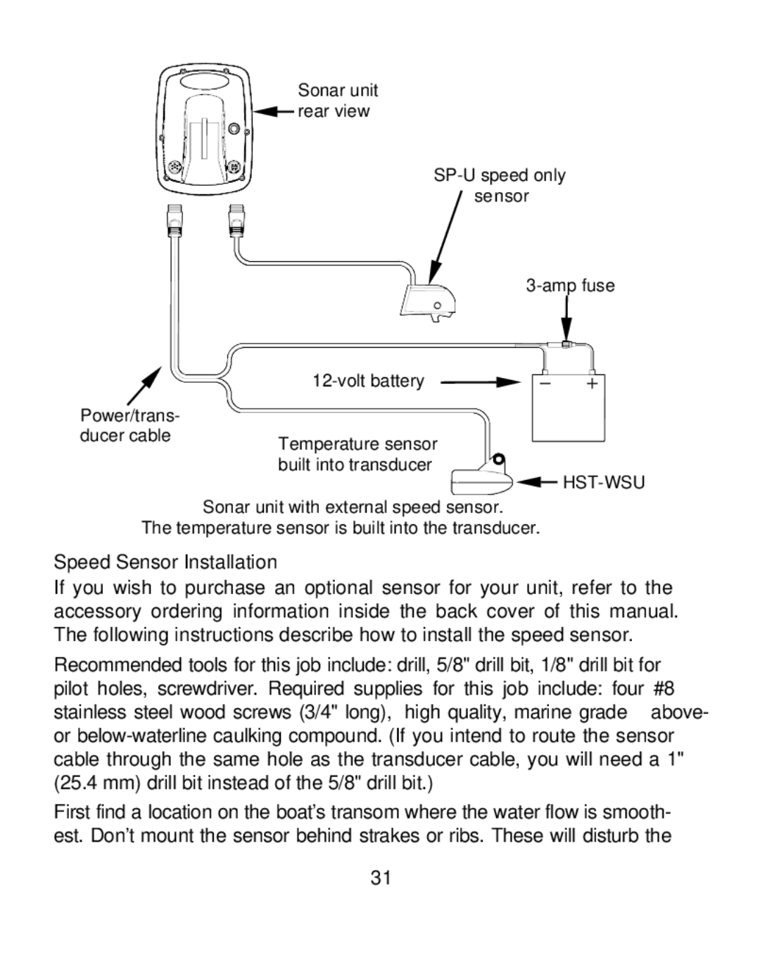 Eagle Electronics 320C manual Speed Sensor Installation 