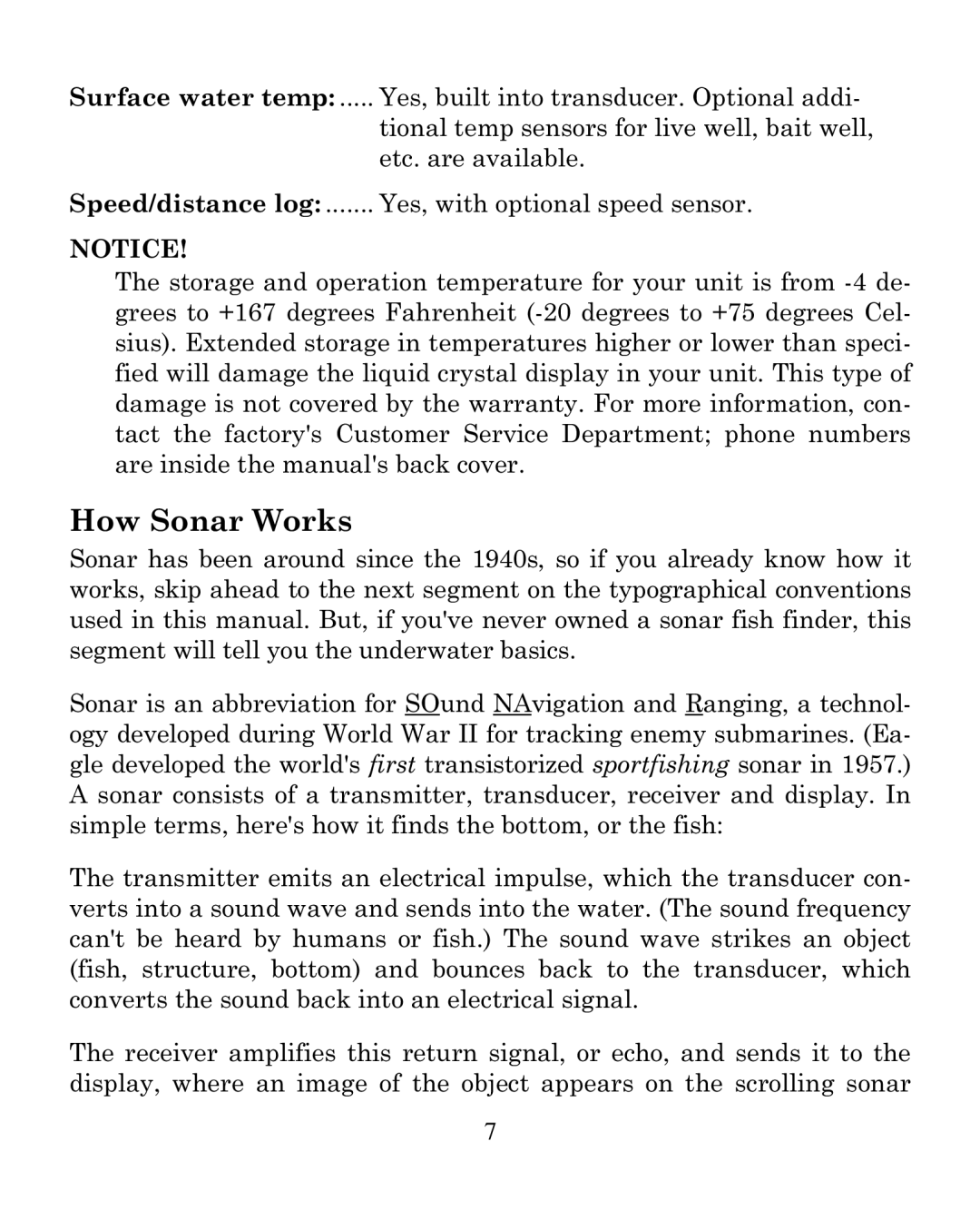 Eagle Electronics 320C manual How Sonar Works 