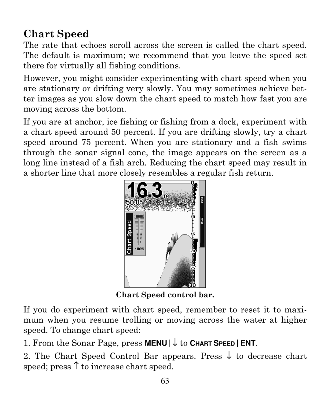 Eagle Electronics 320C manual Chart Speed 